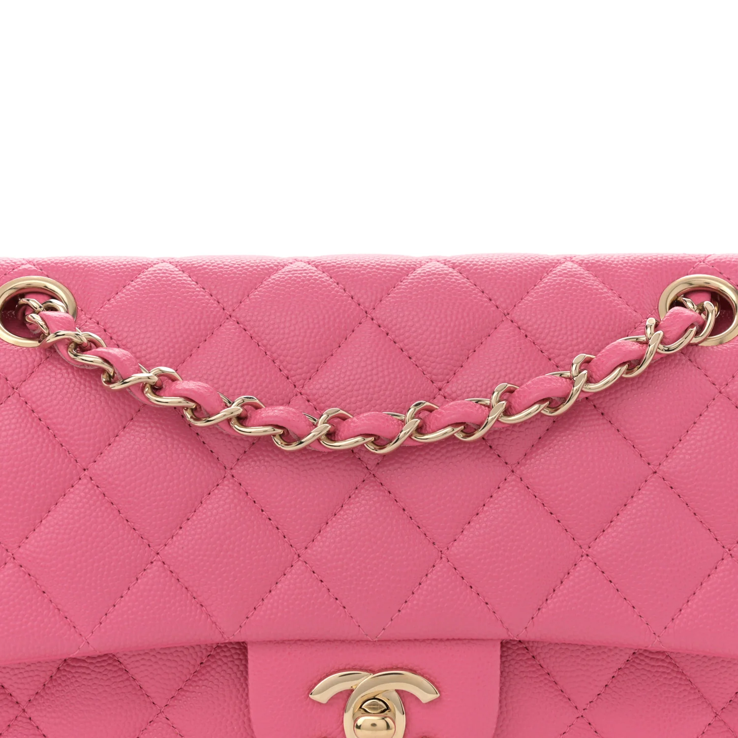 Caviar Quilted Small Double Flap Pink - Top Club