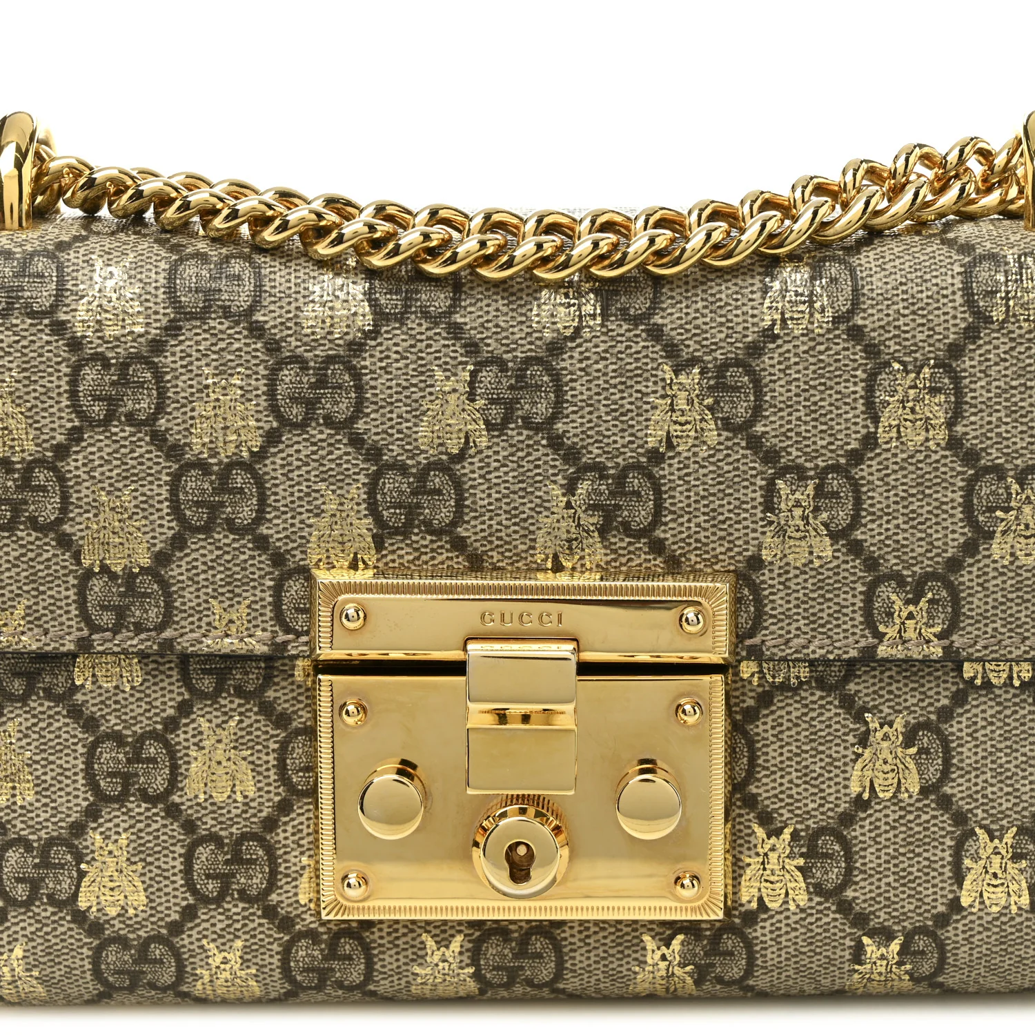 GG Supreme Monogram Bees Small Padlock Shoulder Bag Black - Top Club