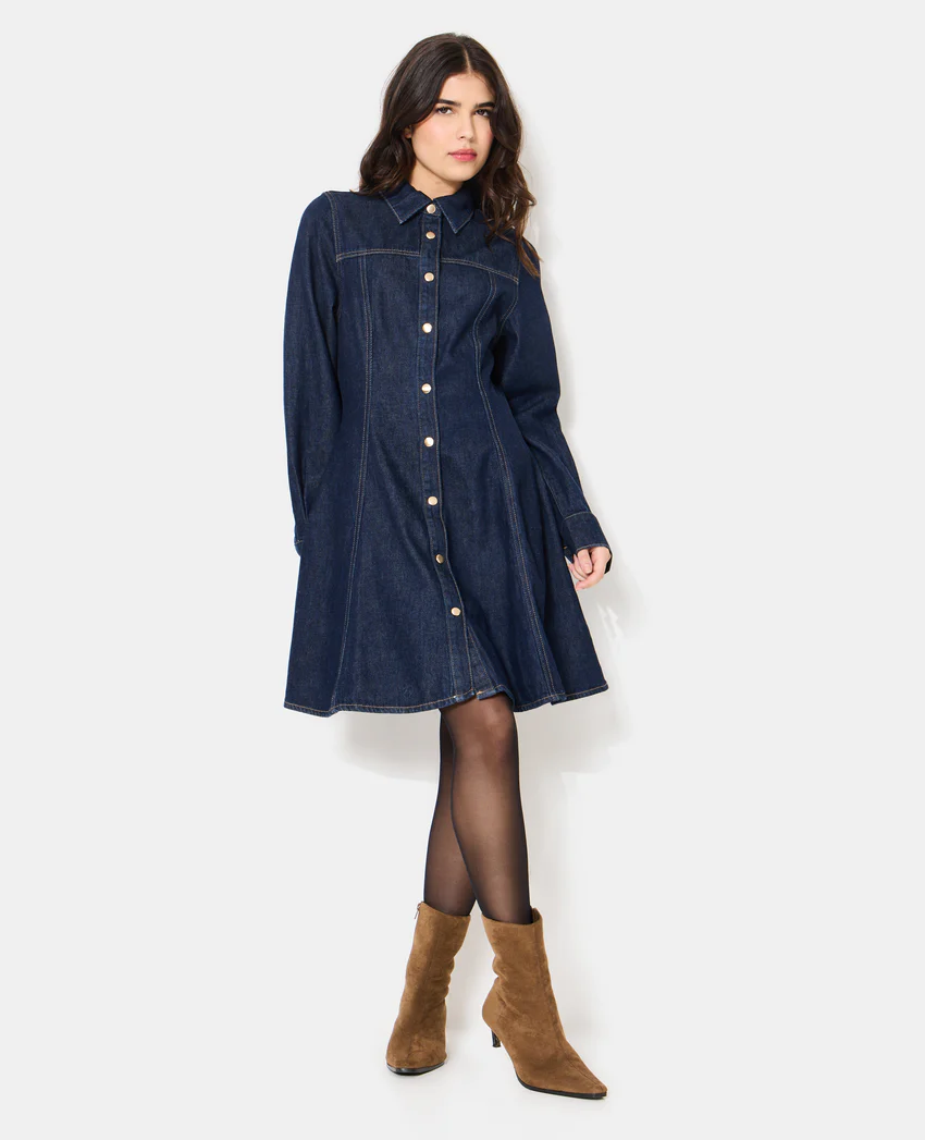 Pimkie Robe en jean courte évasée et boutonnée