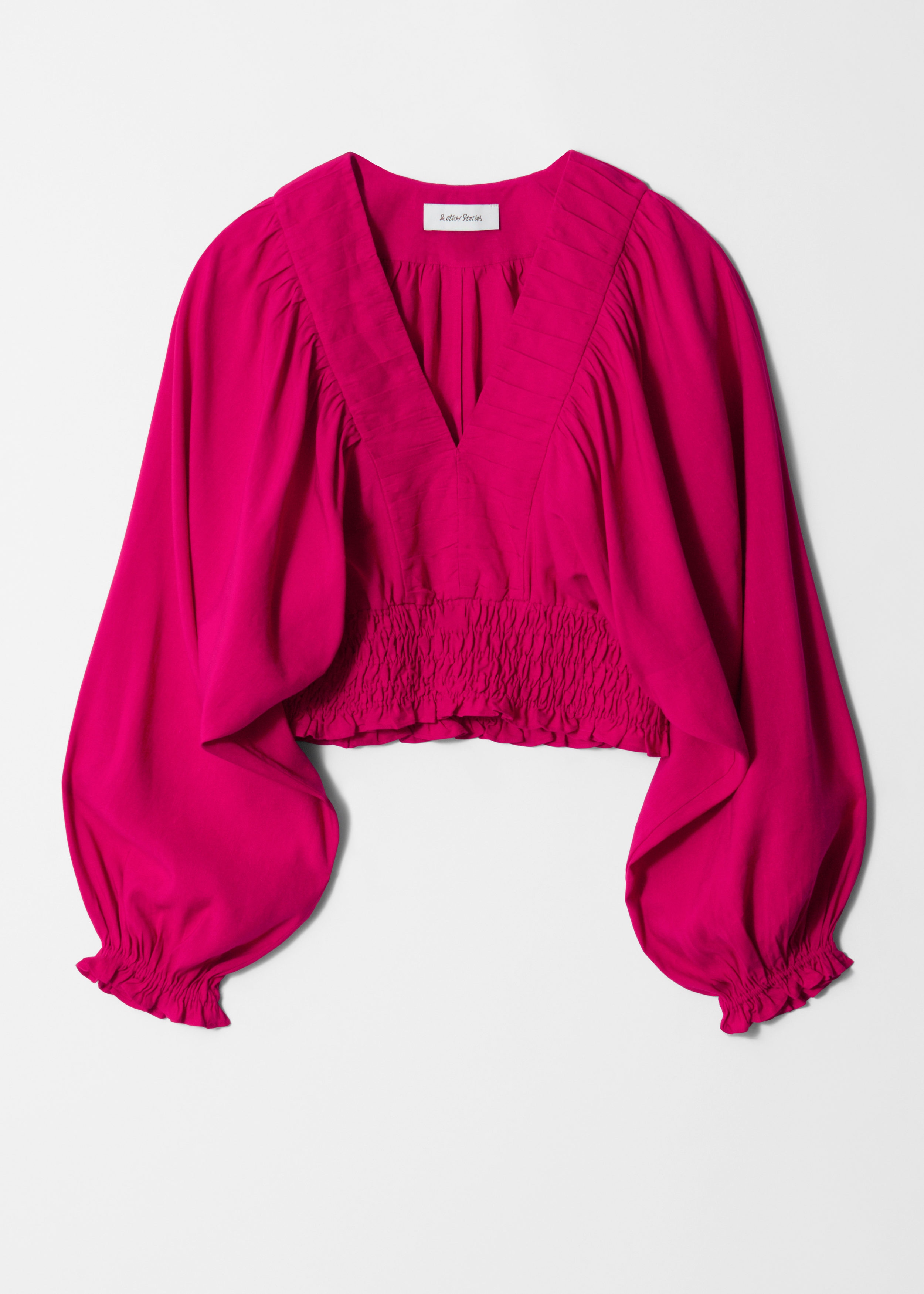 & Other Stories SMOCKED PUFF-SLEEVE BLOUSE