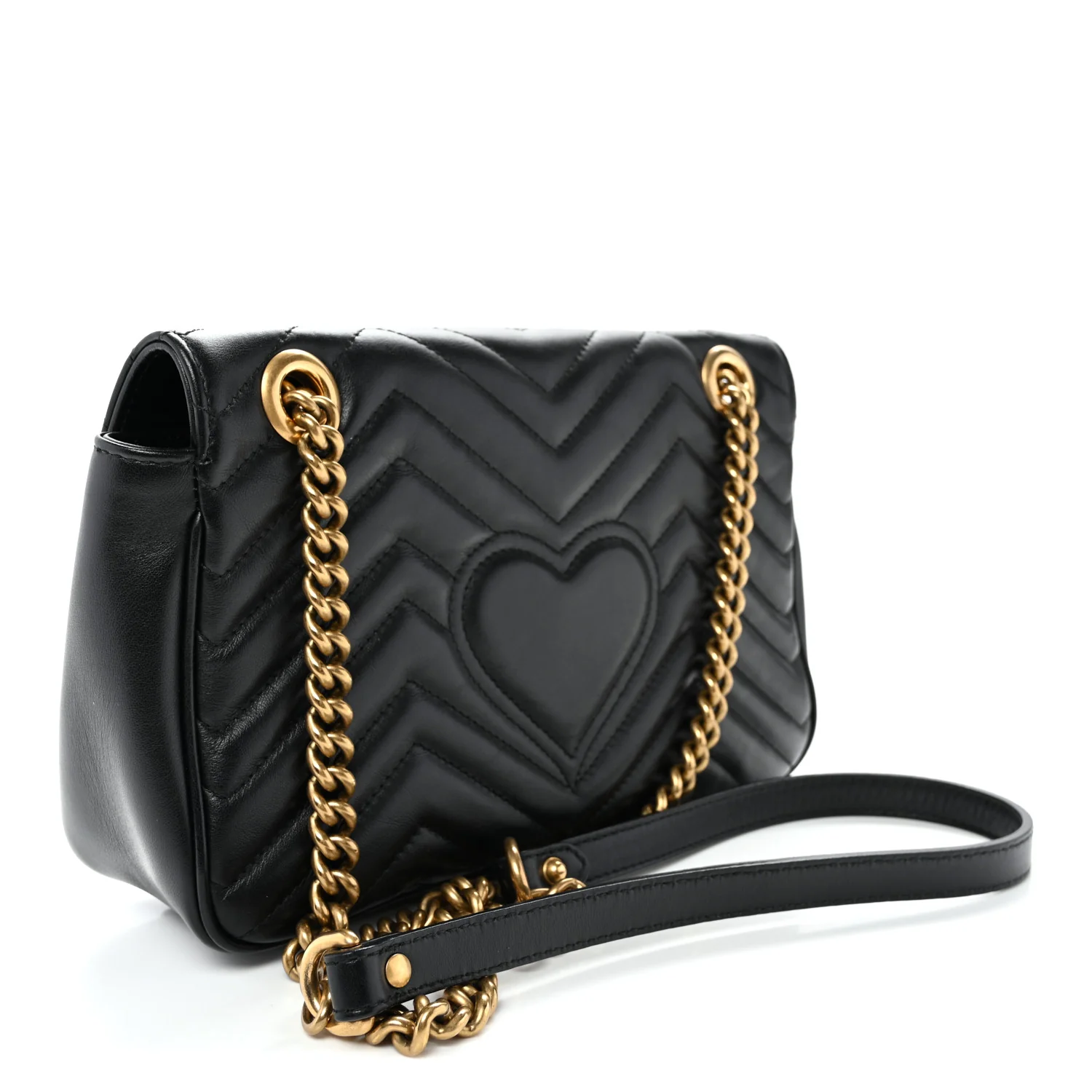Calfskin Matelasse Small GG Marmont Shoulder Bag Black - Top Club