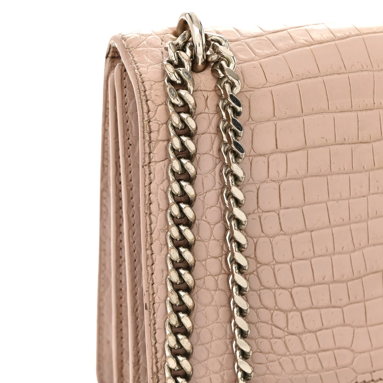 Calfskin Crocodile Embossed Medium Monogram Sunset Rose Antic - Top Club