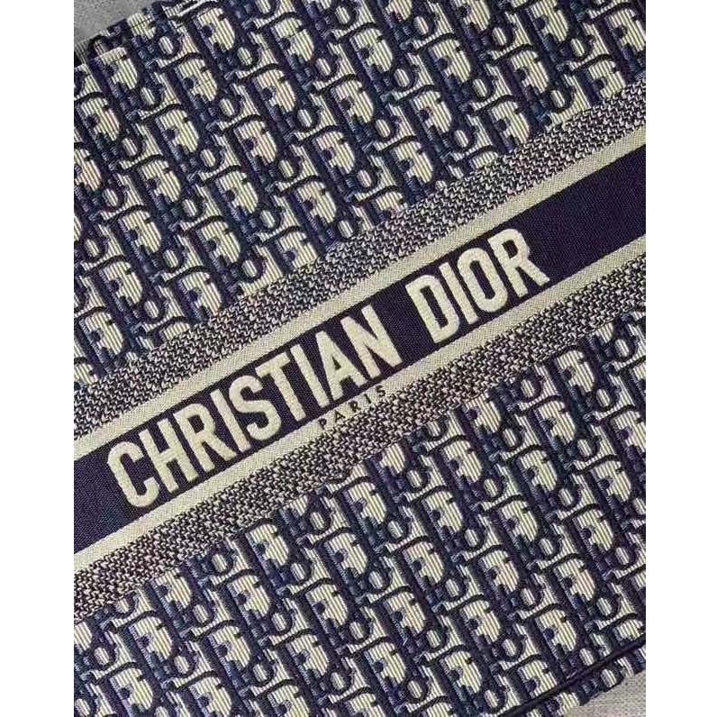 CD Unisex CD Large Book Tote Navy Blue CD Oblique Embroidery - Top Club