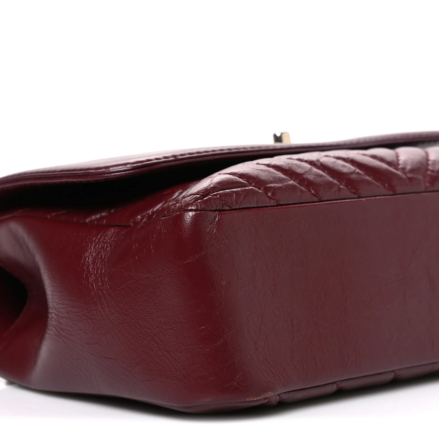 Calfskin Chevron Quilted Top Handle Flap Red - Top Club