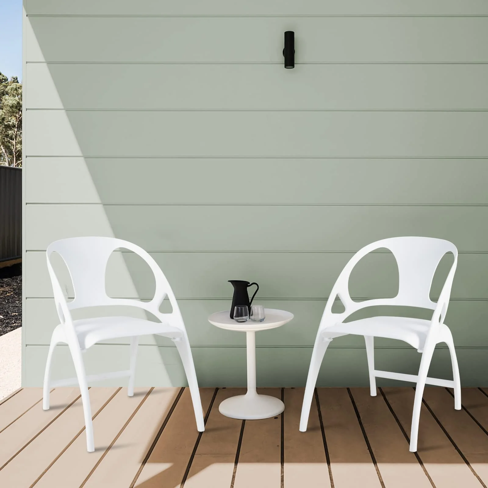 BEFOUNDLOVELY Folding Dining Chairs Set of 2/4, Outdoor Plastic Dining Chairs with Armrest and High Backrest
