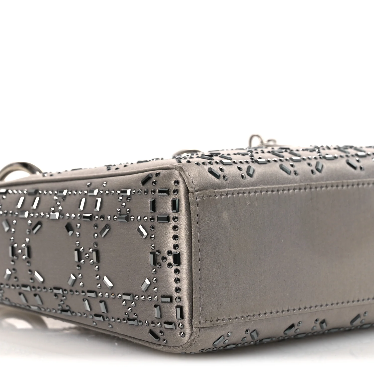 Satin Crystal Cannage Mini Lady Dior Gray - Top Club