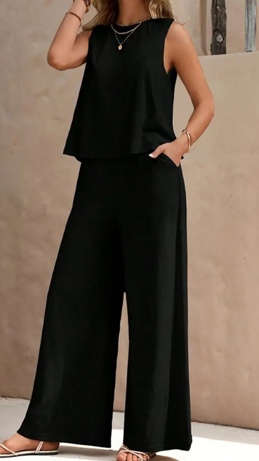 Women's  Sleeveless Cotton-Blend Two-Piece Set - Nordfashionstorm - Women's Clothing, Fashion for You - Nordfashionstorm.com