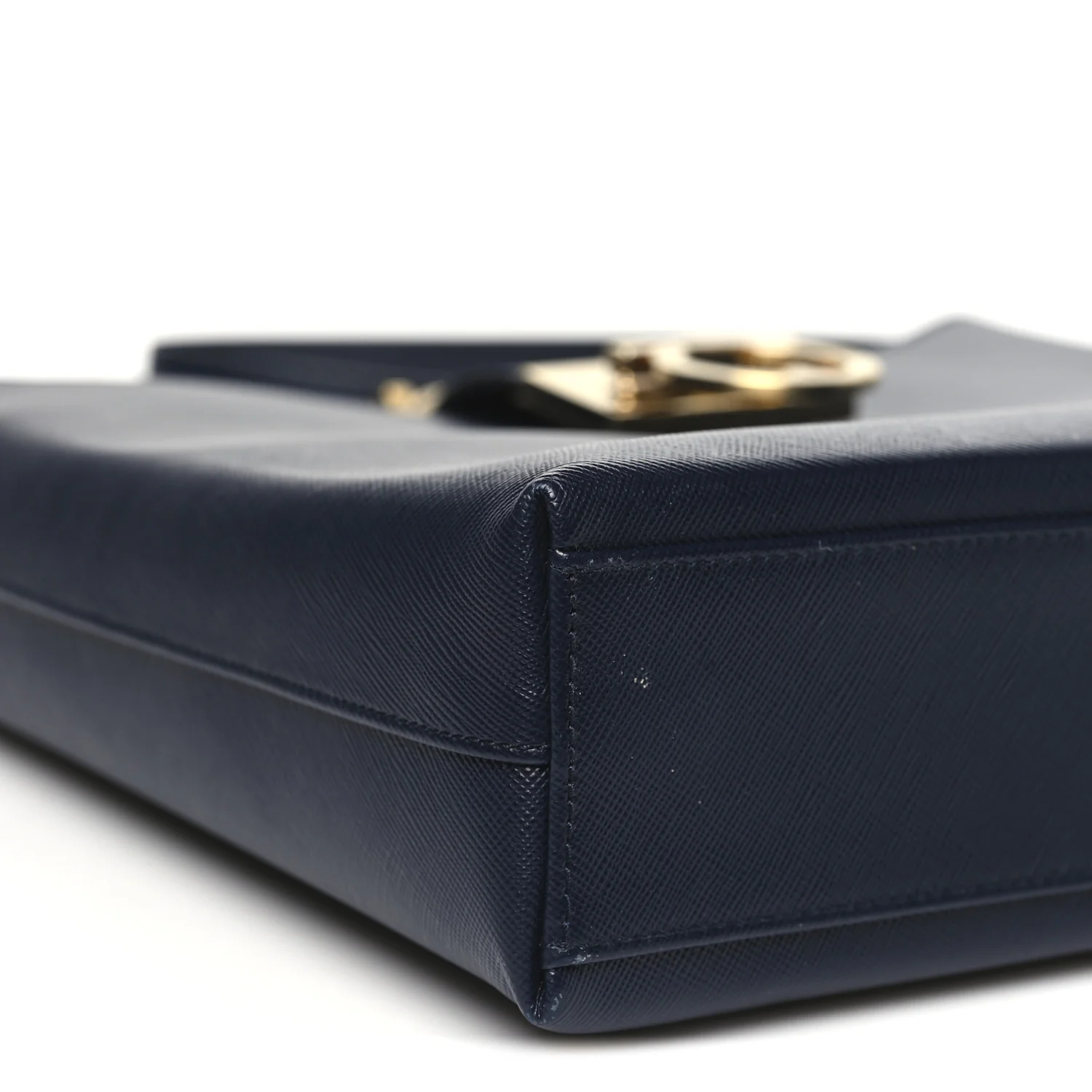 Hammered Calfskin Trifolio Shoulder Bag Navy - Top Club