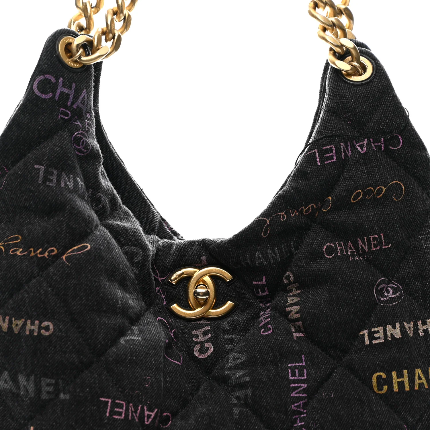 Denim Quilted Denim Mood Hobo Black Multicolor - Top Club