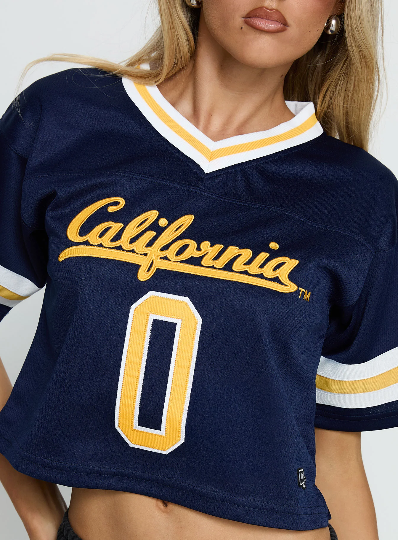 UC Berkeley Cropped Football Jersey Tee Blue