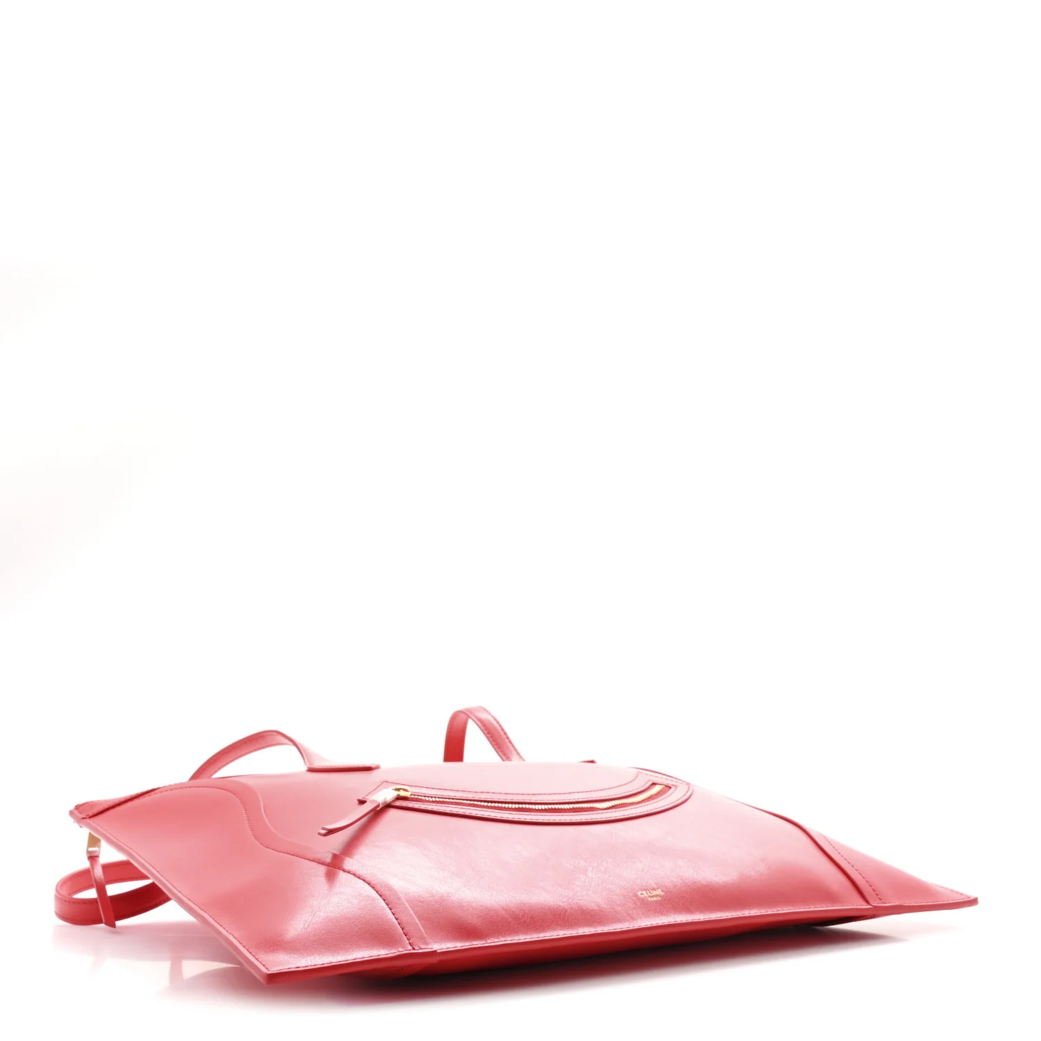 Glossy Calfskin Flat Luggage Shoulder Bag Ultra Red - Top Club