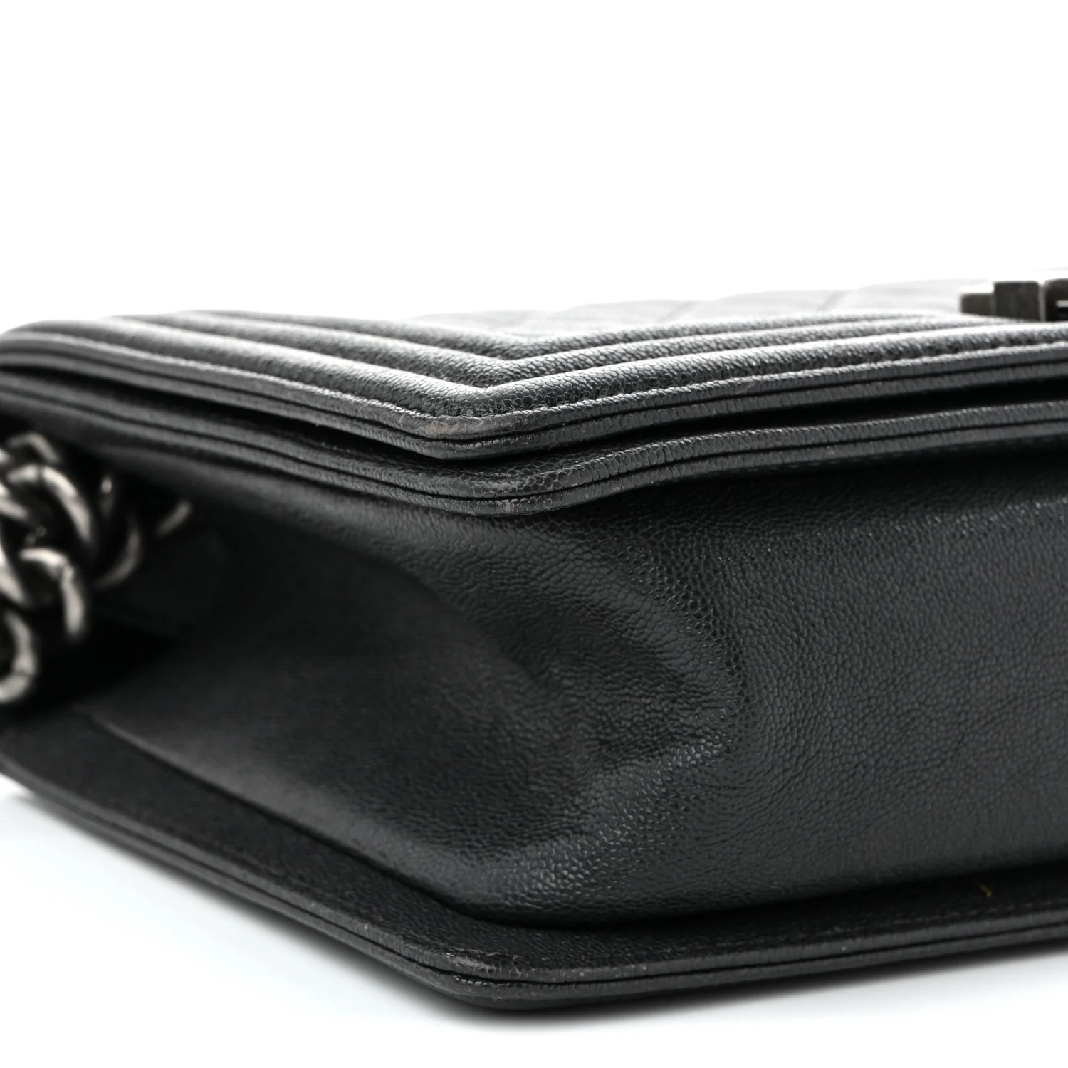Caviar Quilted Medium Boy Flap Dark Grey - Top Club
