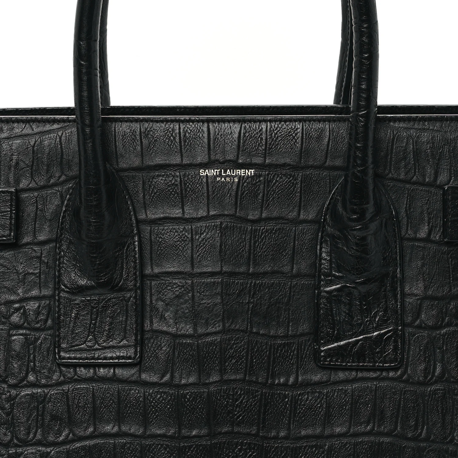 Calfskin Crocodile Embossed Large Sac De Jour Carryall Black - Top Club