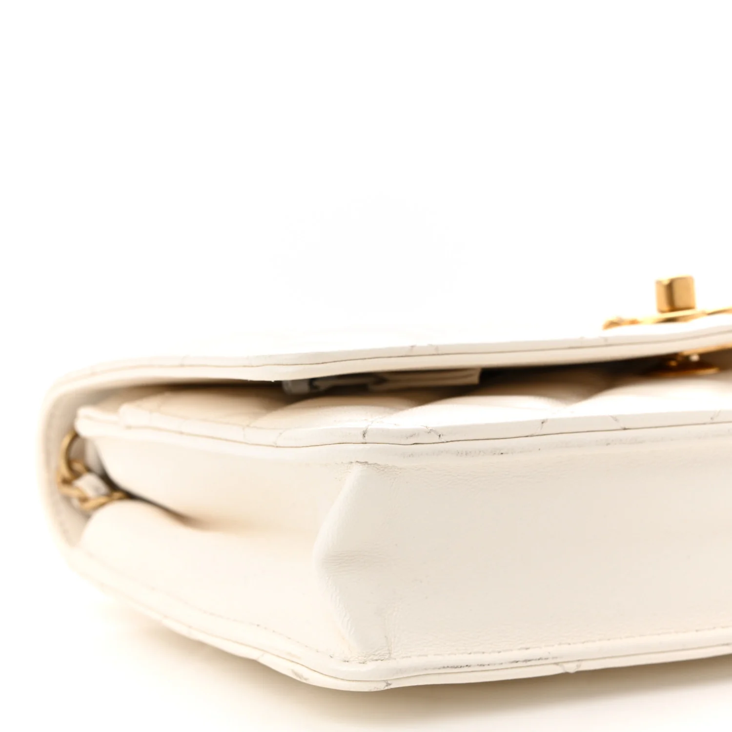 Lambskin Quilted CC Pearl Crush Wallet on Chain WOC White - Top Club