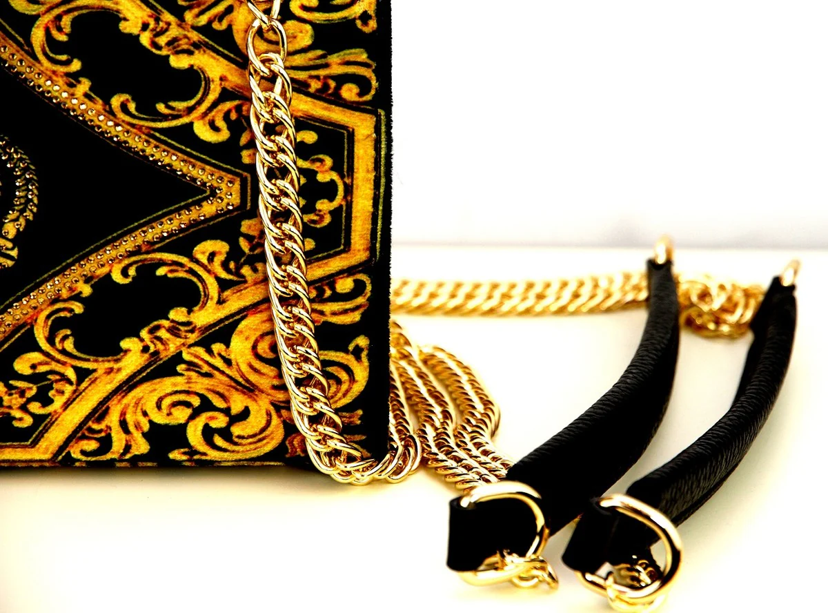 Pompöös by Luxus women's handbag crown and rhinestones black / gold 25 x H. 20 cm - designed by Harald Glööckler