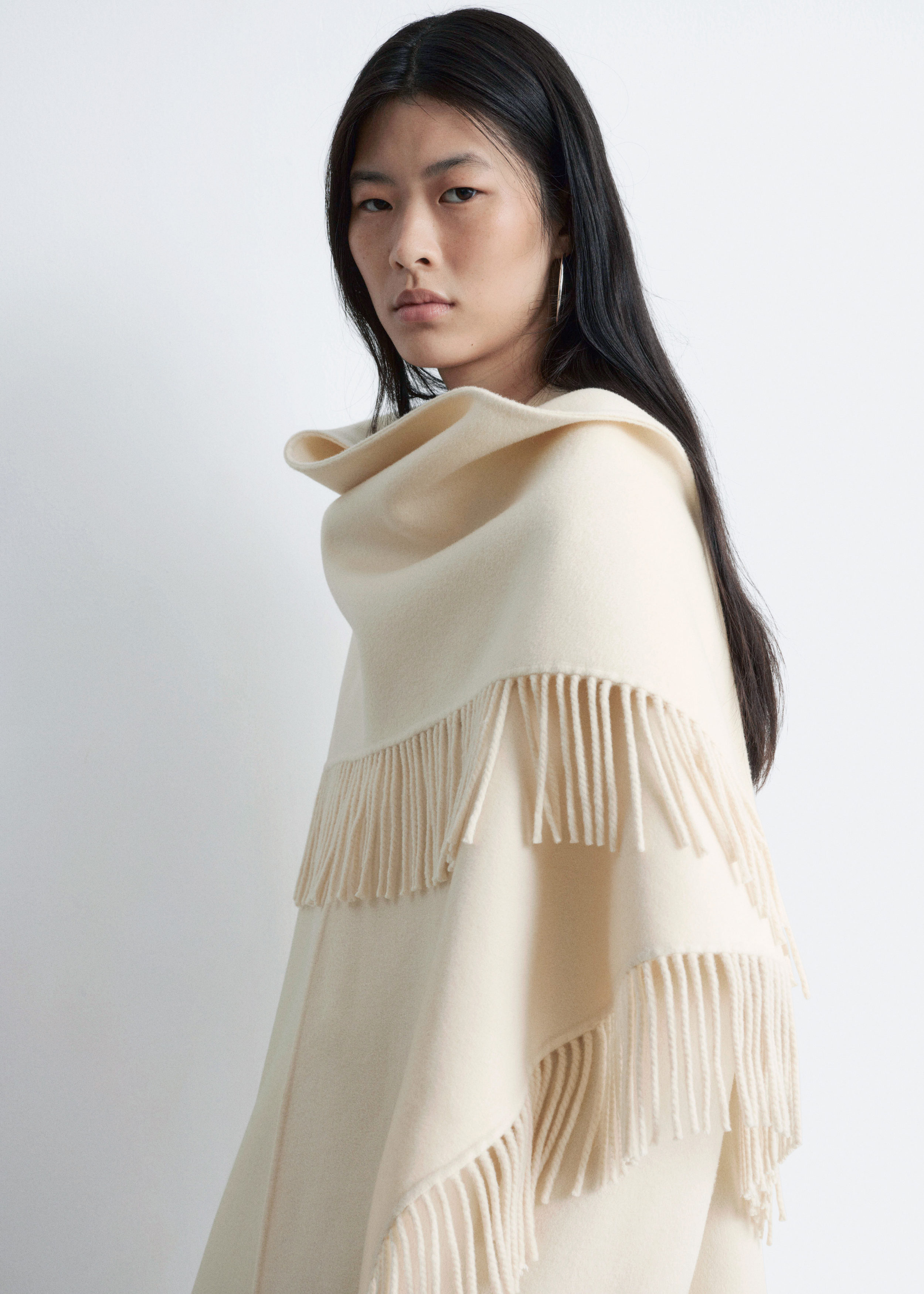 & Other Stories FRINGED SHAWL WOOL COAT