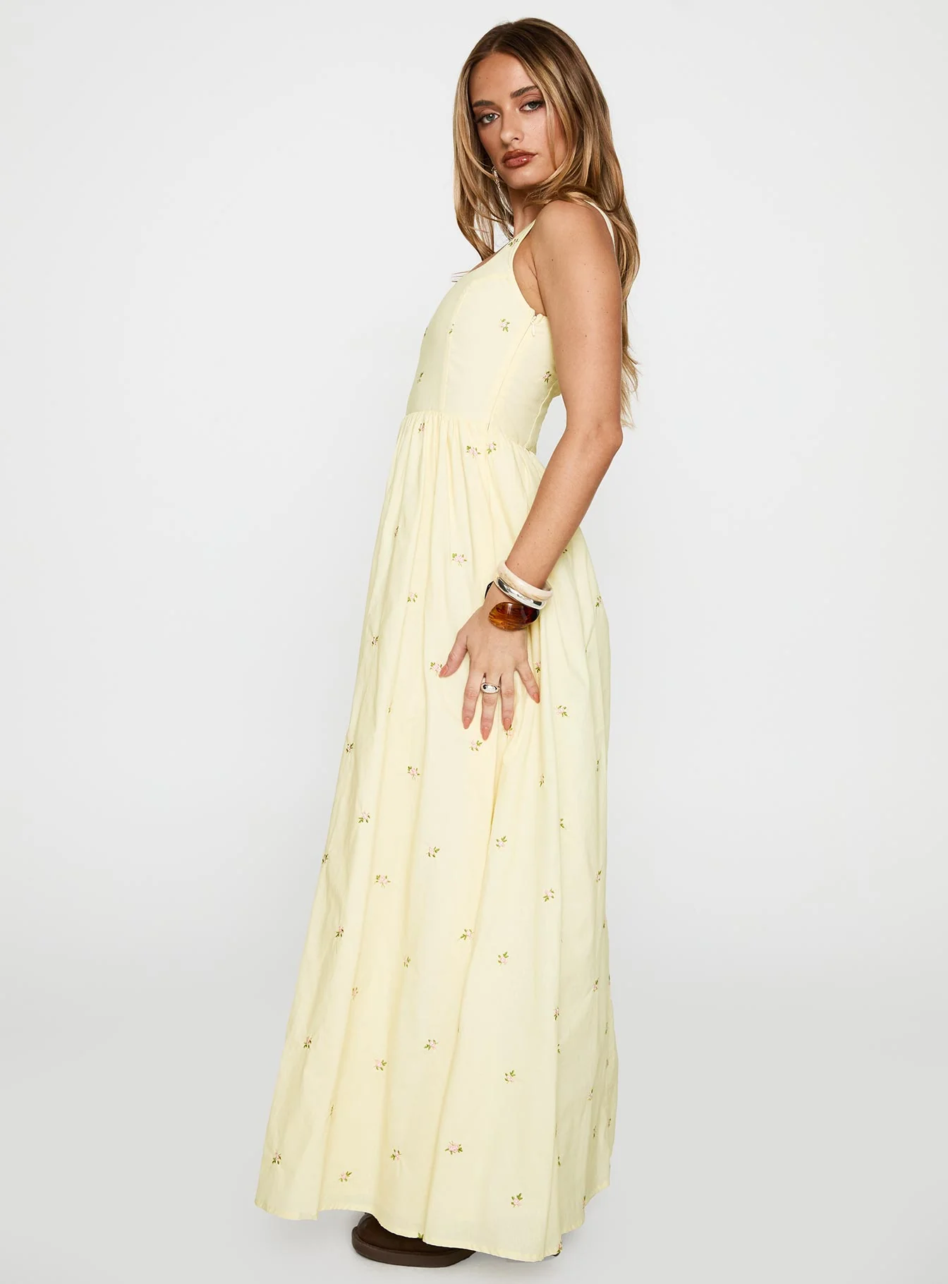 Cartmel Embroidered Maxi Dress Cream