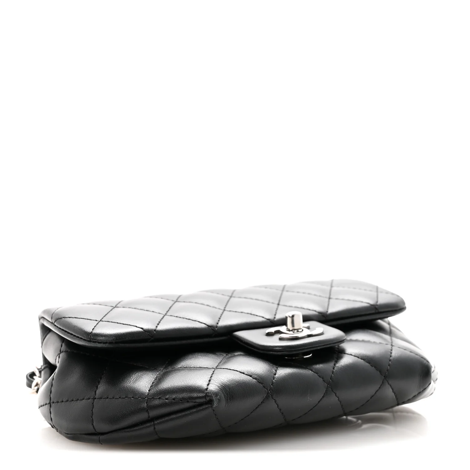 Calfskin Quilted CC Uniform Flap Belt Bag Black - Top Club