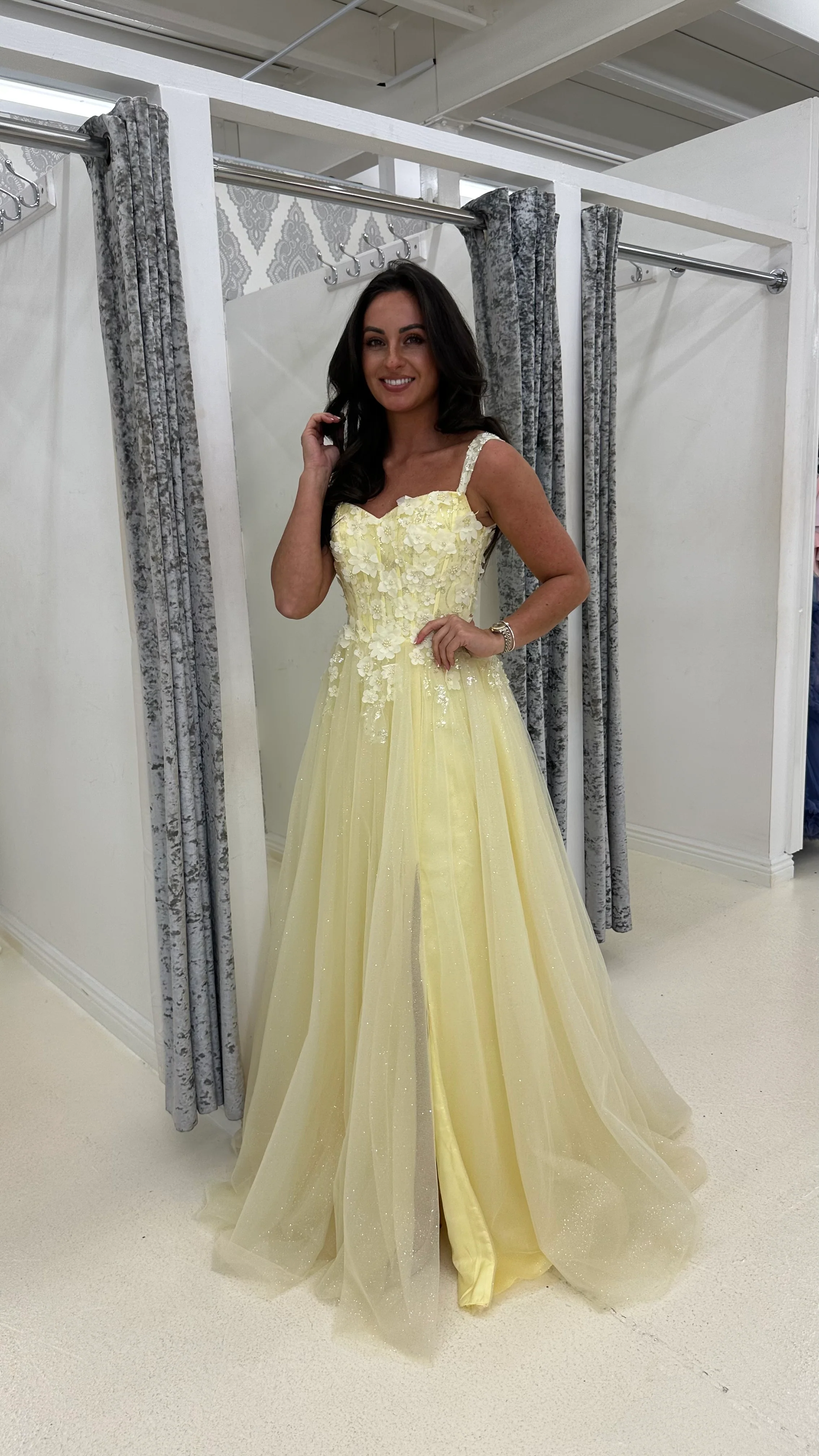 Lemon Flower Detail Bodice A-line Skirt