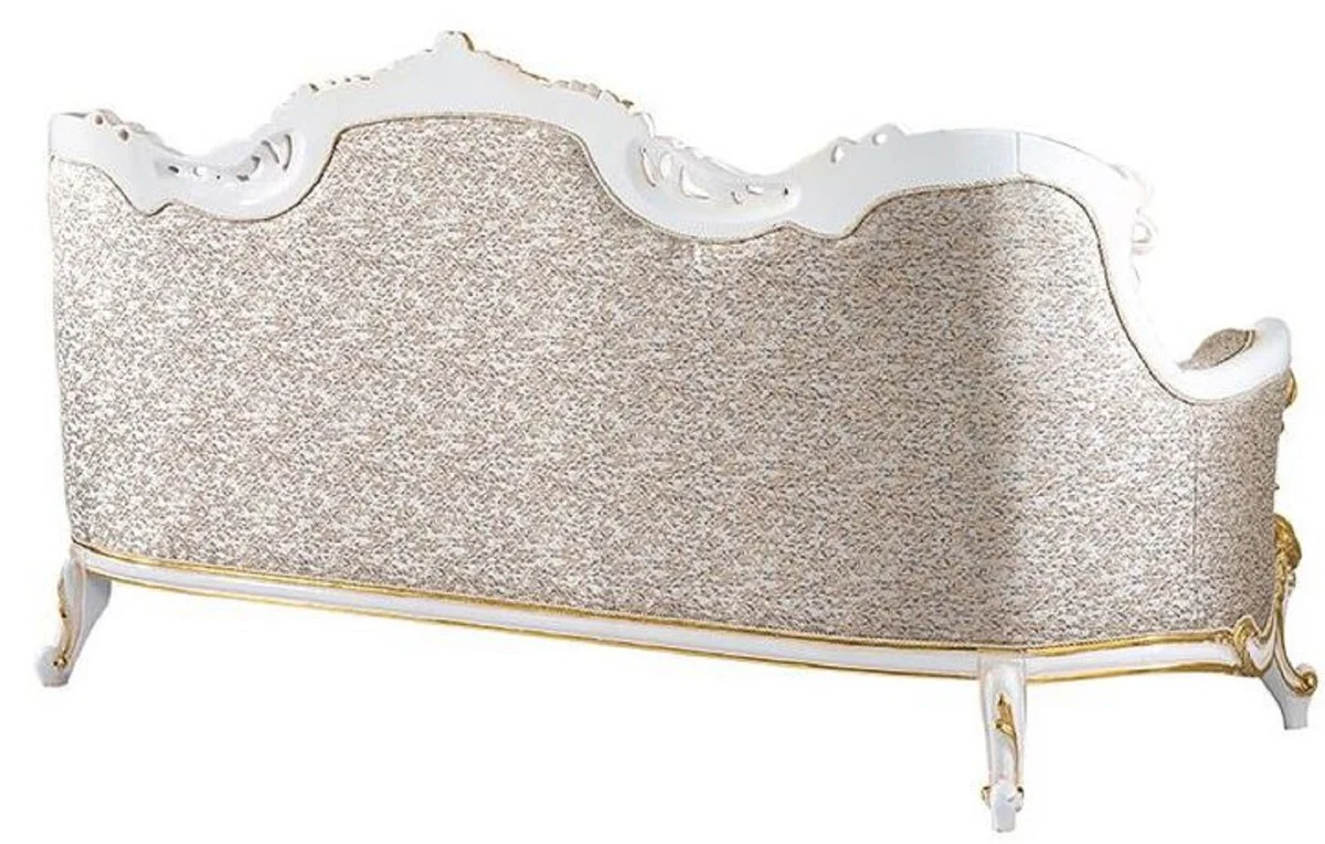 Luxury baroque sofa silver / beige / black / white / gold - magnificent living room sofa with glittering stones - baroque style living room furniture - luxury furniture in baroque style - baroque furnishings