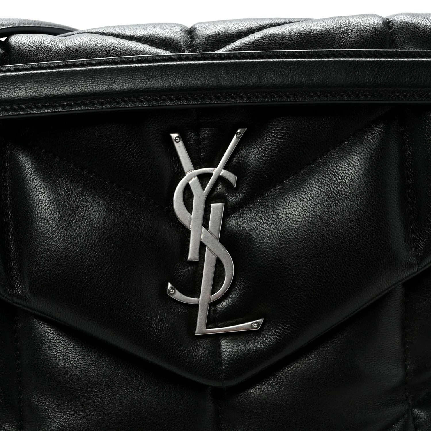 Lambskin Quilted Small Loulou Puffer Monogram Chain Satchel Black - Top Club
