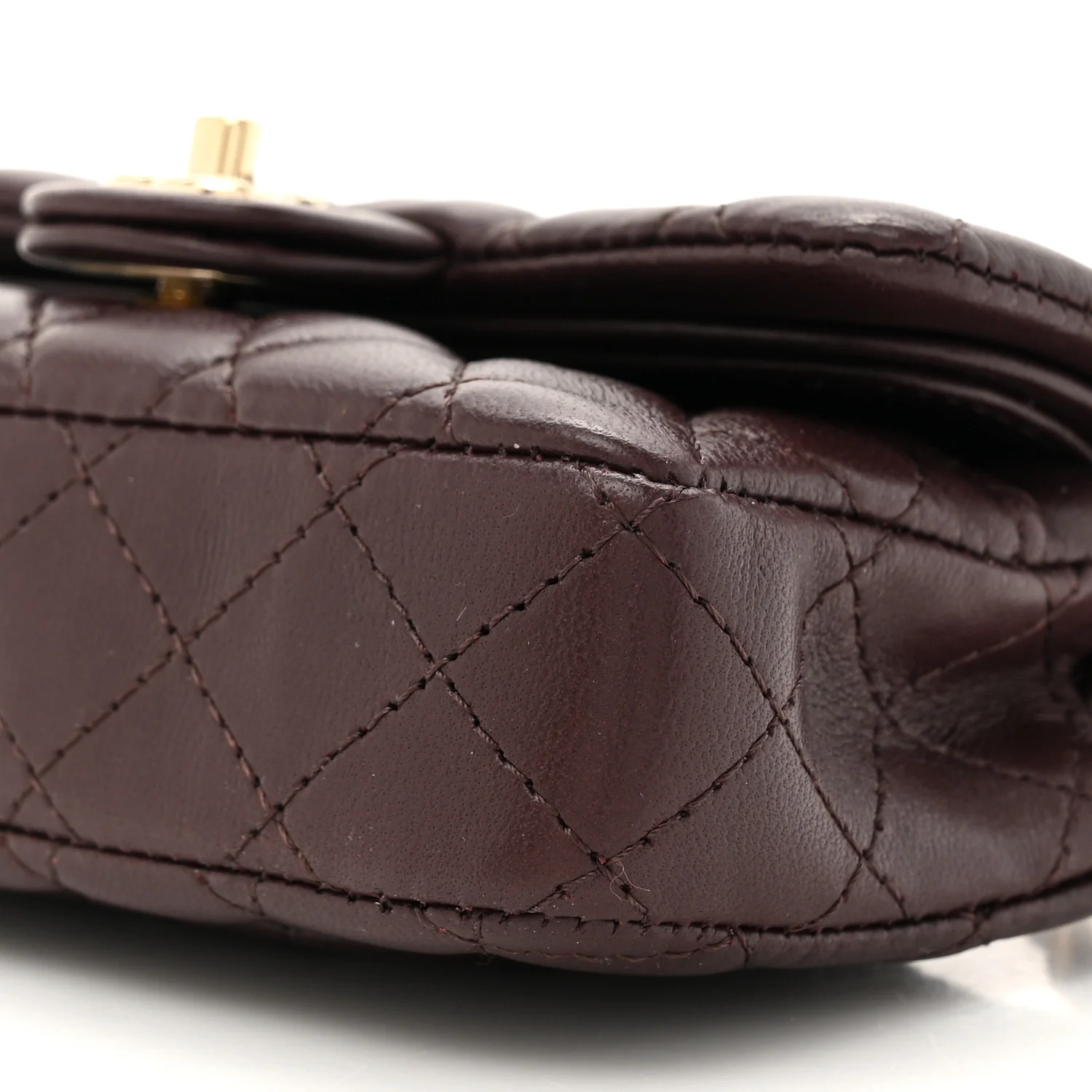 Lambskin Quilted Mini Flap Bag Charm With Hook Dark Brown - Top Club