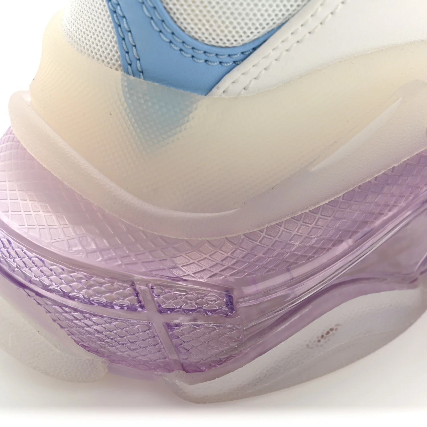 Fabric Mesh Clear Sole Womens Triple S Sneakers 36 Light Blue Grey Lilac White - Top Club