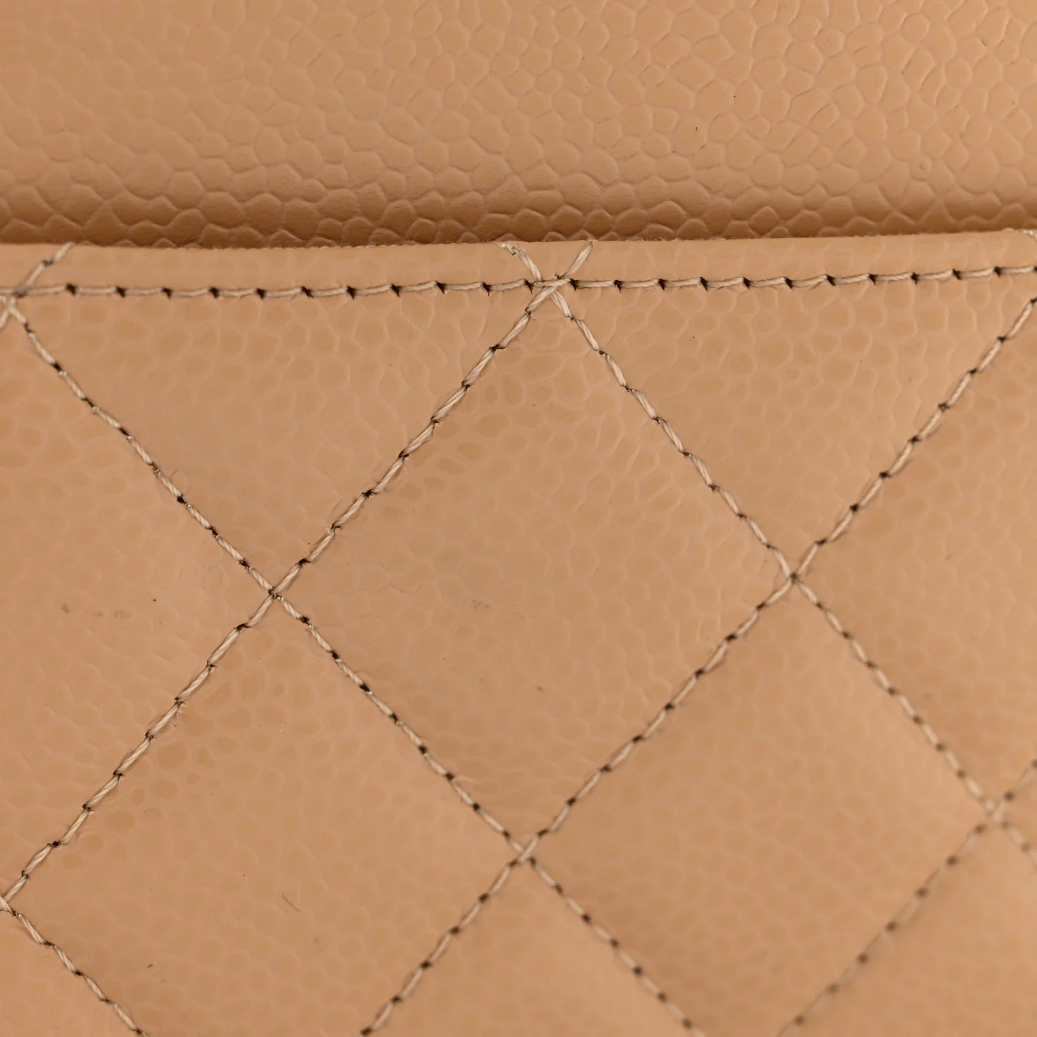 Caviar Quilted Wallet On Chain WOC Beige - Top Club