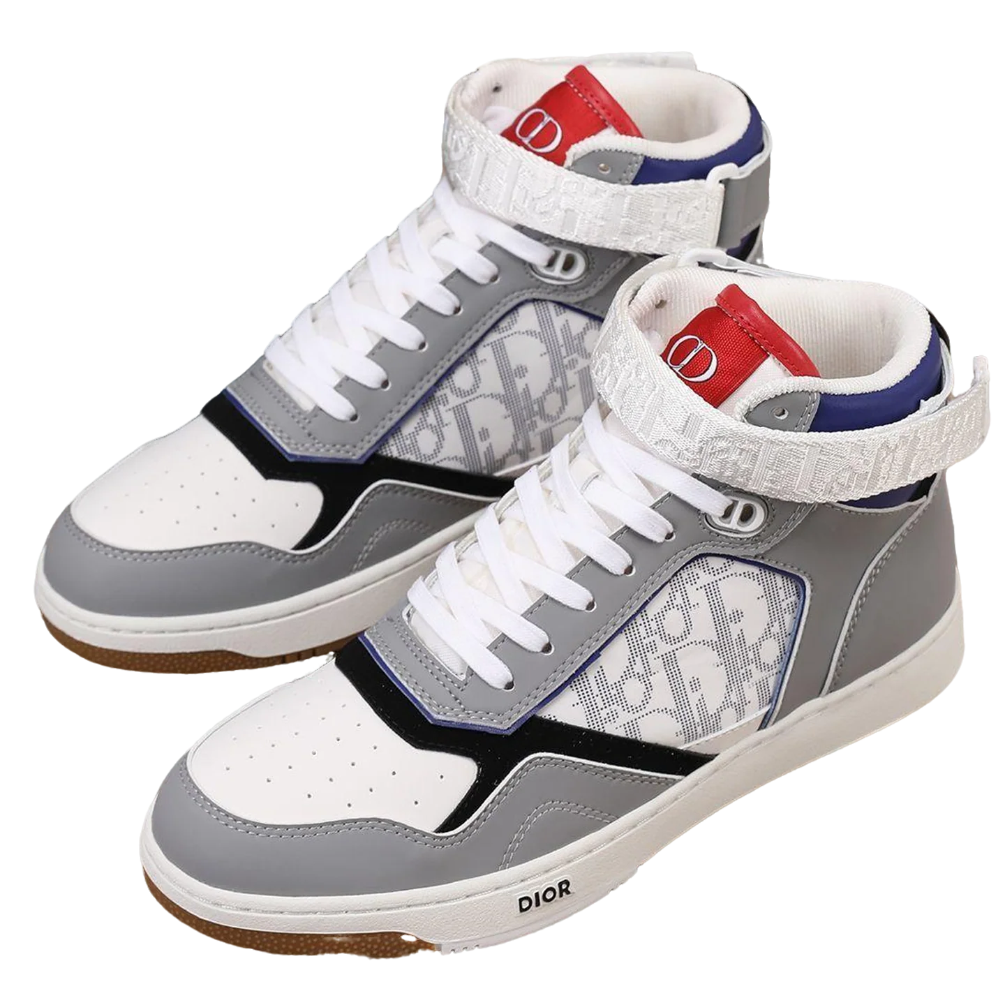 Dior Men's High Top Sneakers with Oblique Pattern and Adjustable Strap - Sneaker Replica Workshop