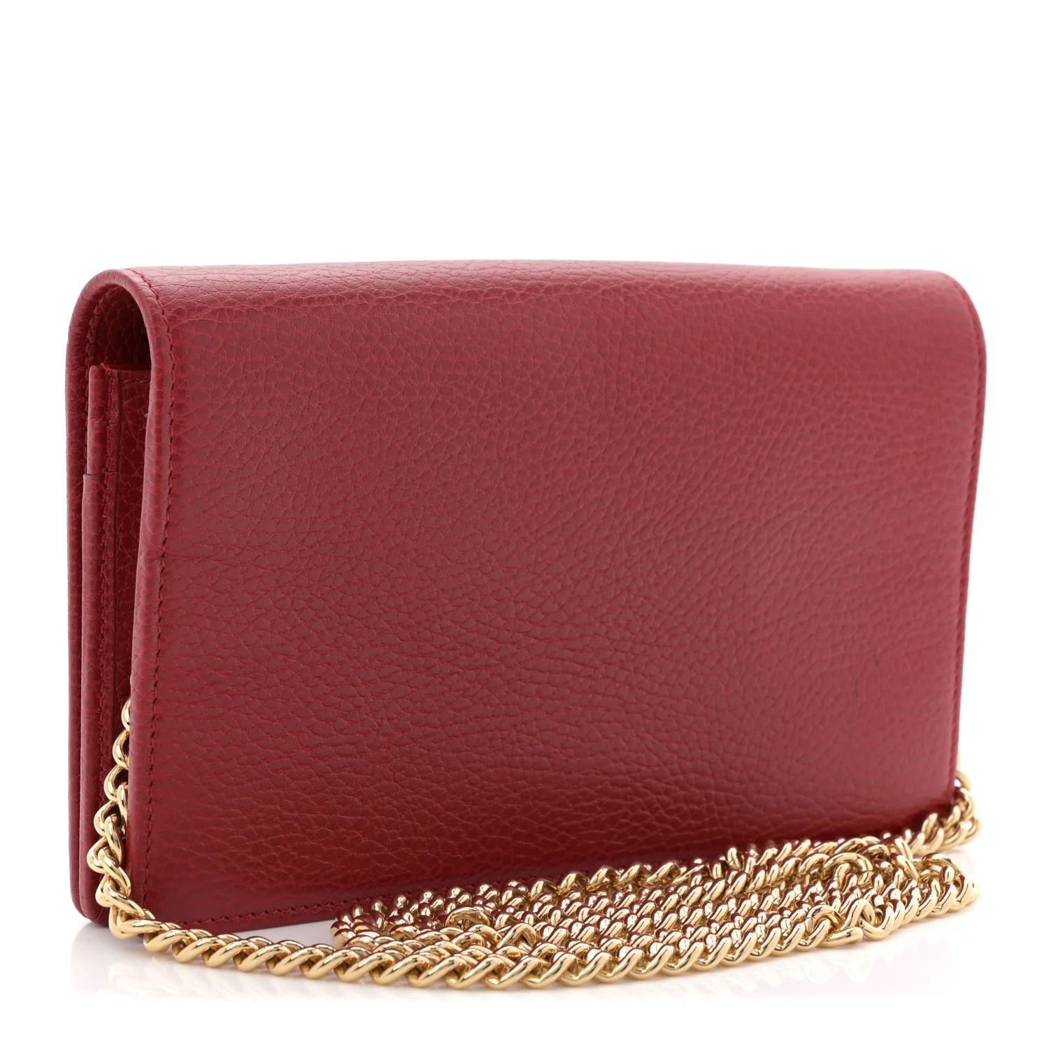 Dollar Calfskin Mini GG Marmont Chain Wallet Hibiscus Red - Top Club