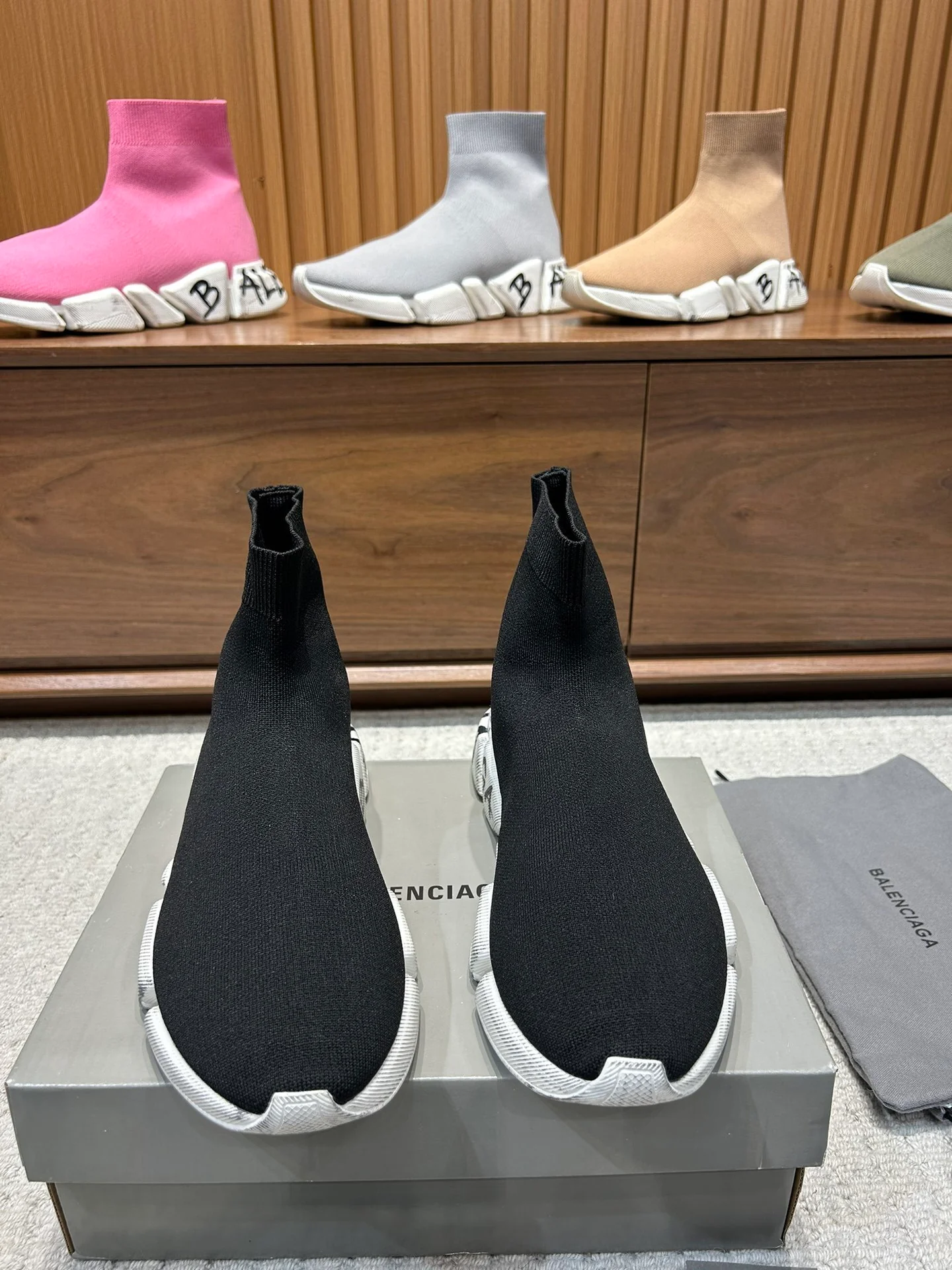Balenciaga Unisex Black Sock Sneakers with Graffiti Sole for Fashion-forward Men and Women - Sneaker Replica Workshop