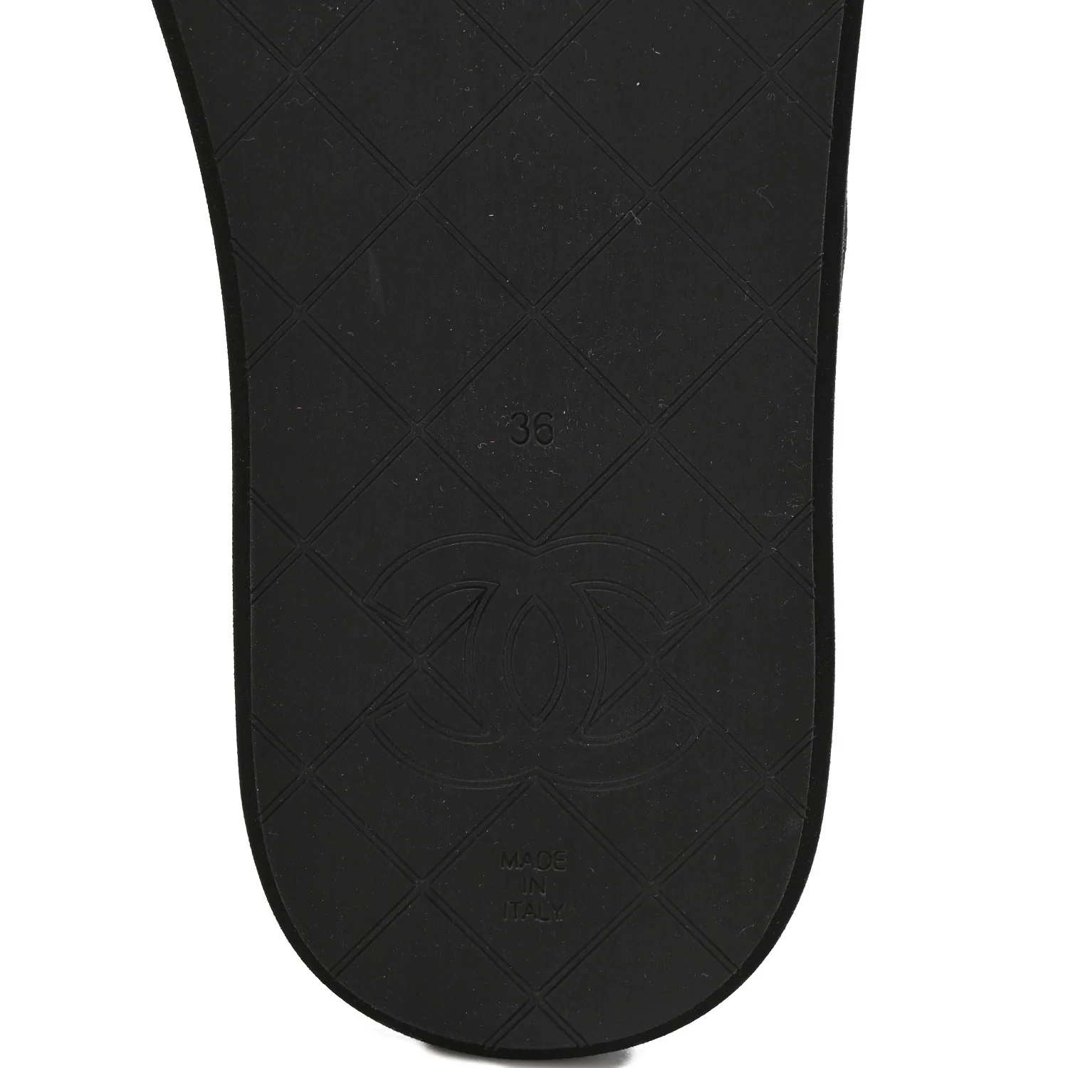 Lambskin Quilted Padded Charms Thong Sandals 36 Black - Top Club