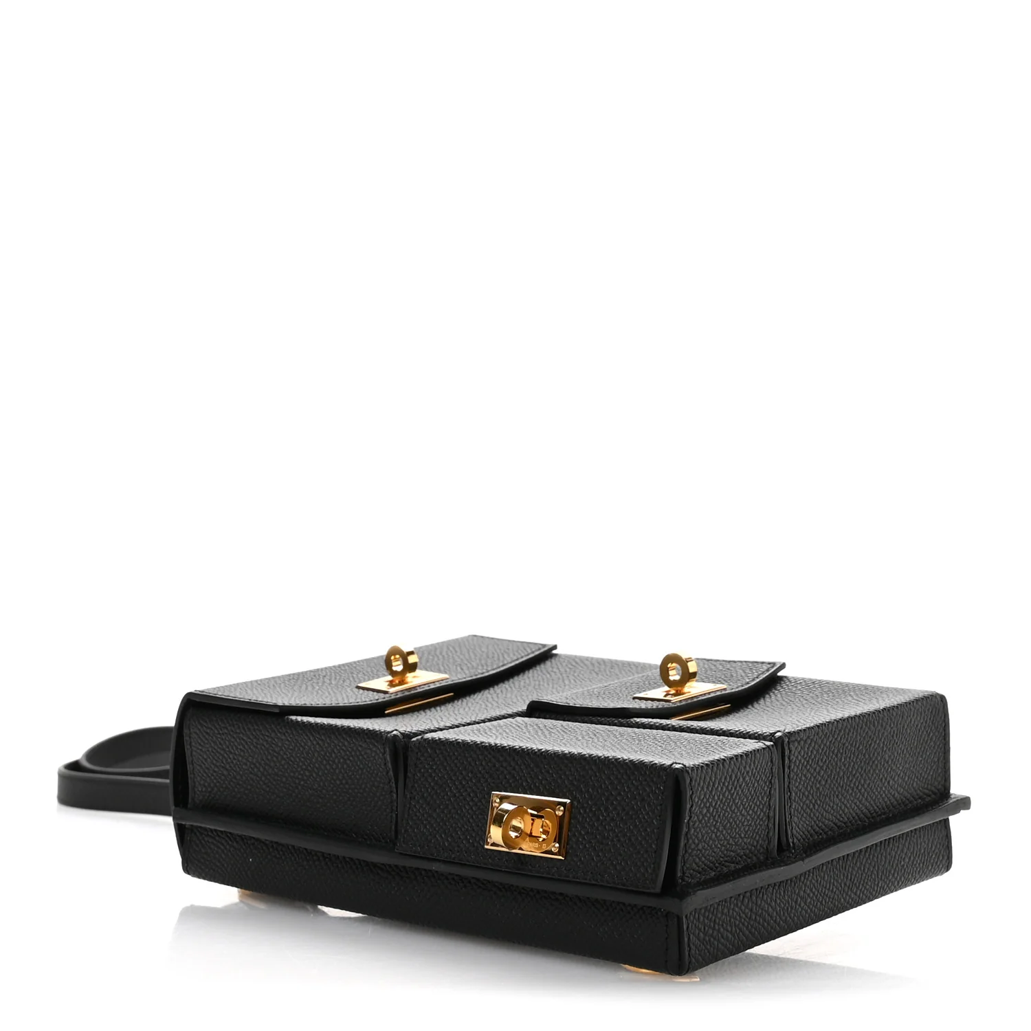 Epsom Kelly Multi Pocket Pochette To Go Black - Top Club