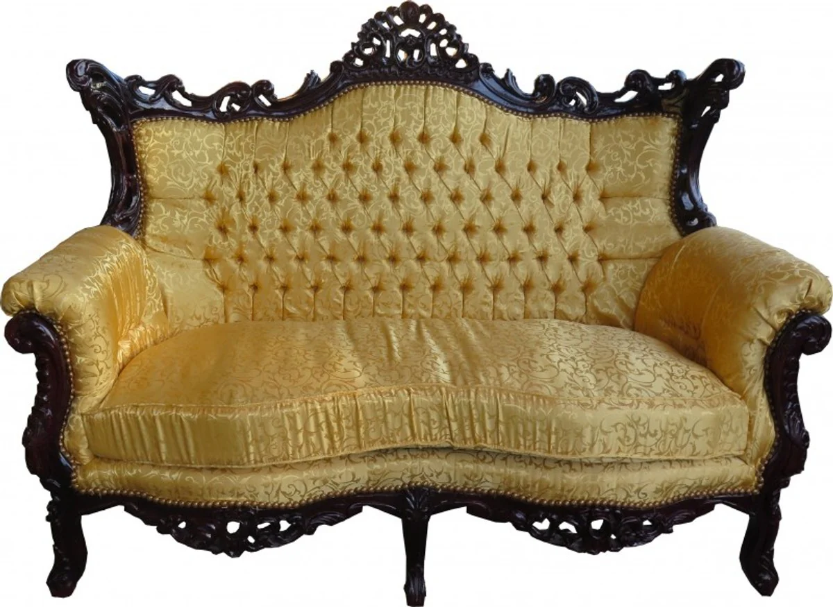 Baroque living room set Master Gold Pattern / Mahogany Brown - 3 seater sofa + 2 seater sofa + 1 armchair