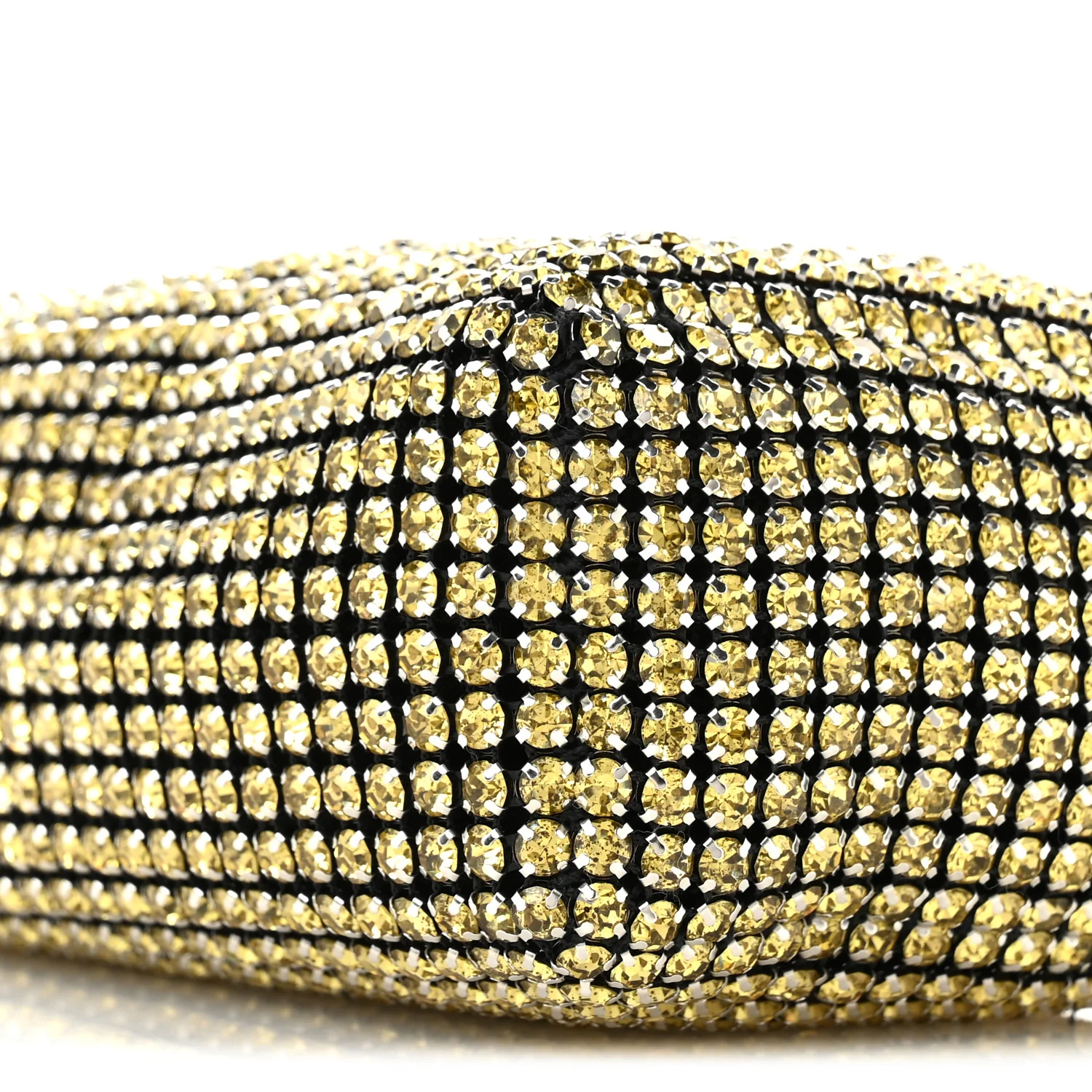 Mesh Crystal Rhinestone Mini Heiress Pouch Porcelain - Top Club