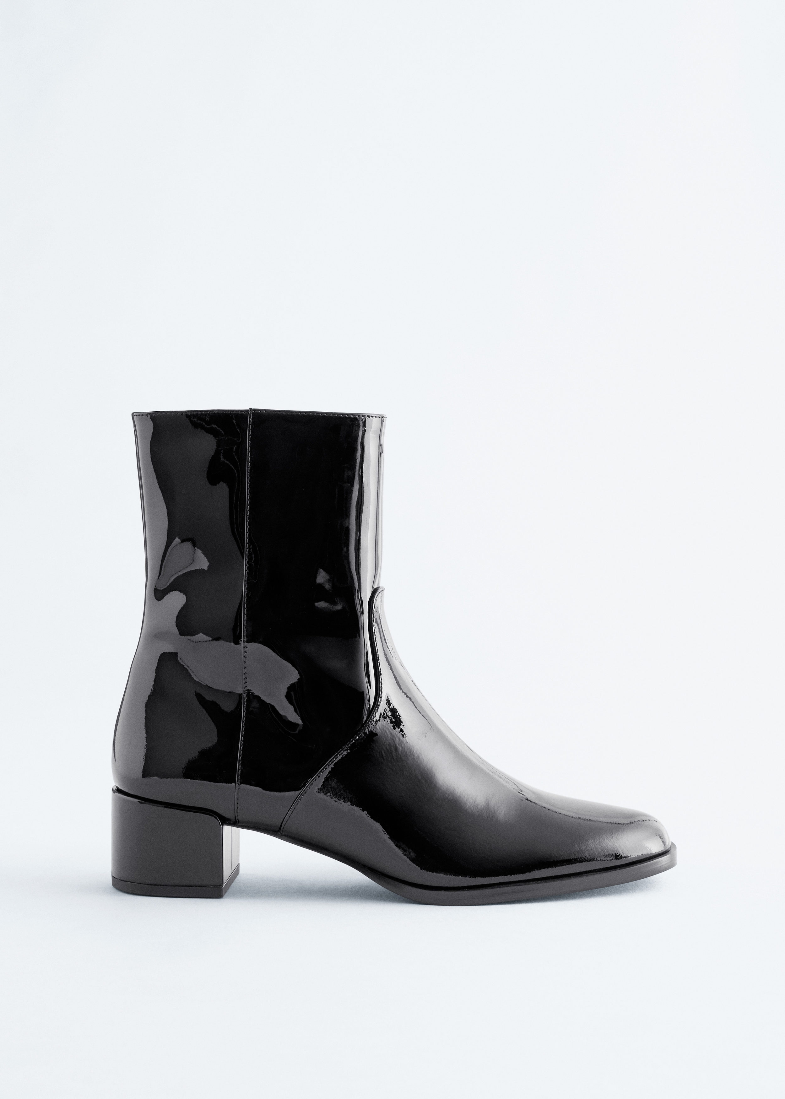 & Other Stories HEELED GLOSSED-LEATHER ANKLE BOOTS
