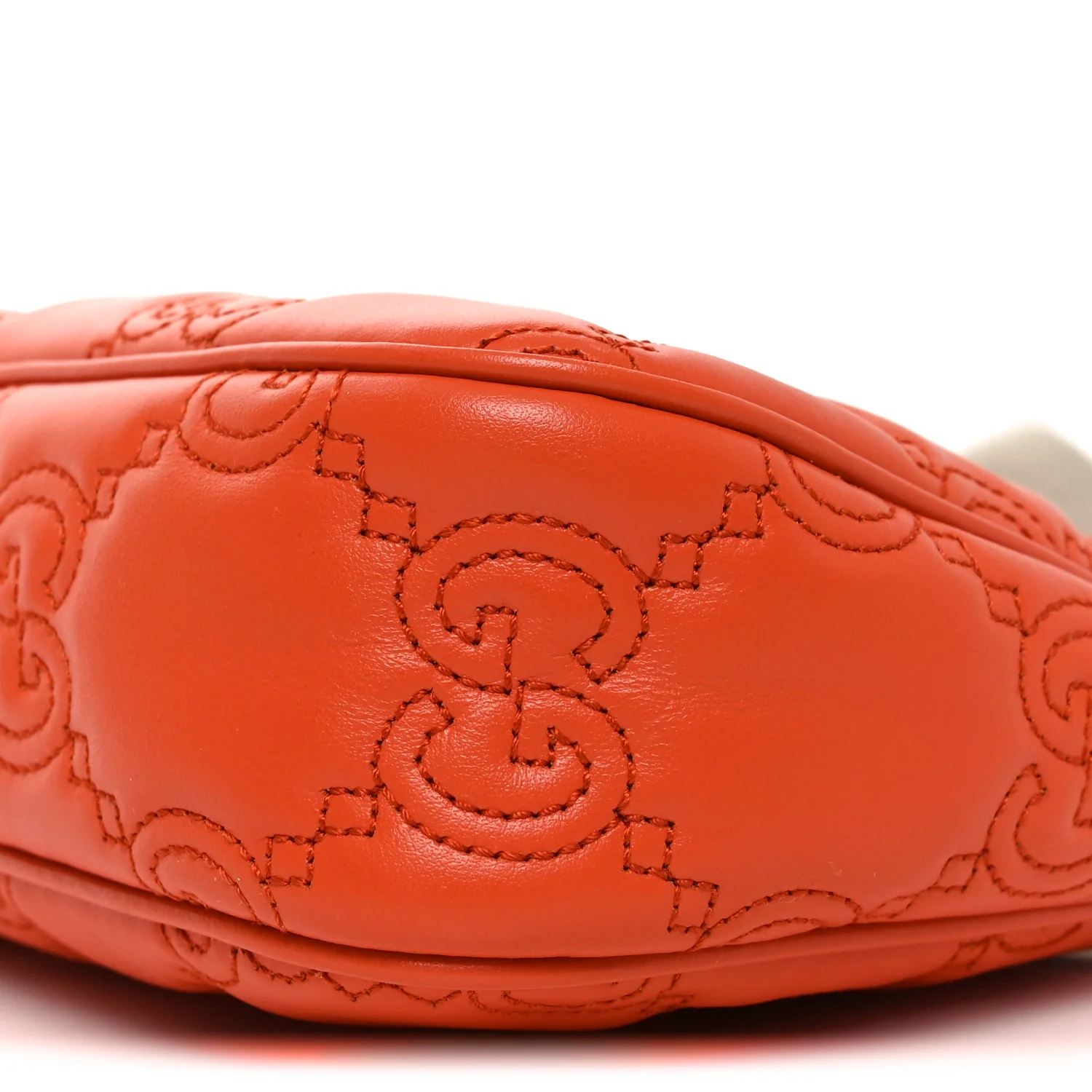 Calfskin GG Matelasse Chain Handbag Deep Orange Natural - Top Club