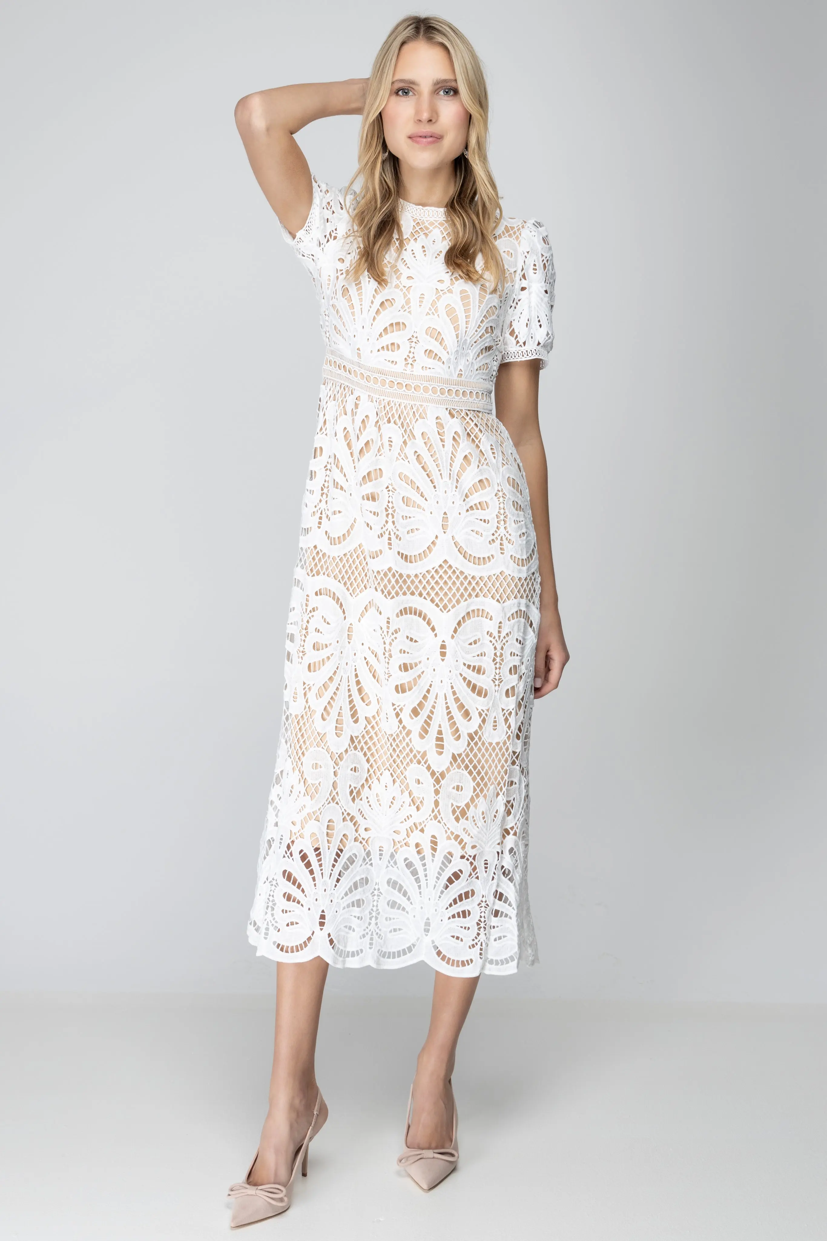 Cup of tea Crochet Lace Midi Dress - ALJEGJ