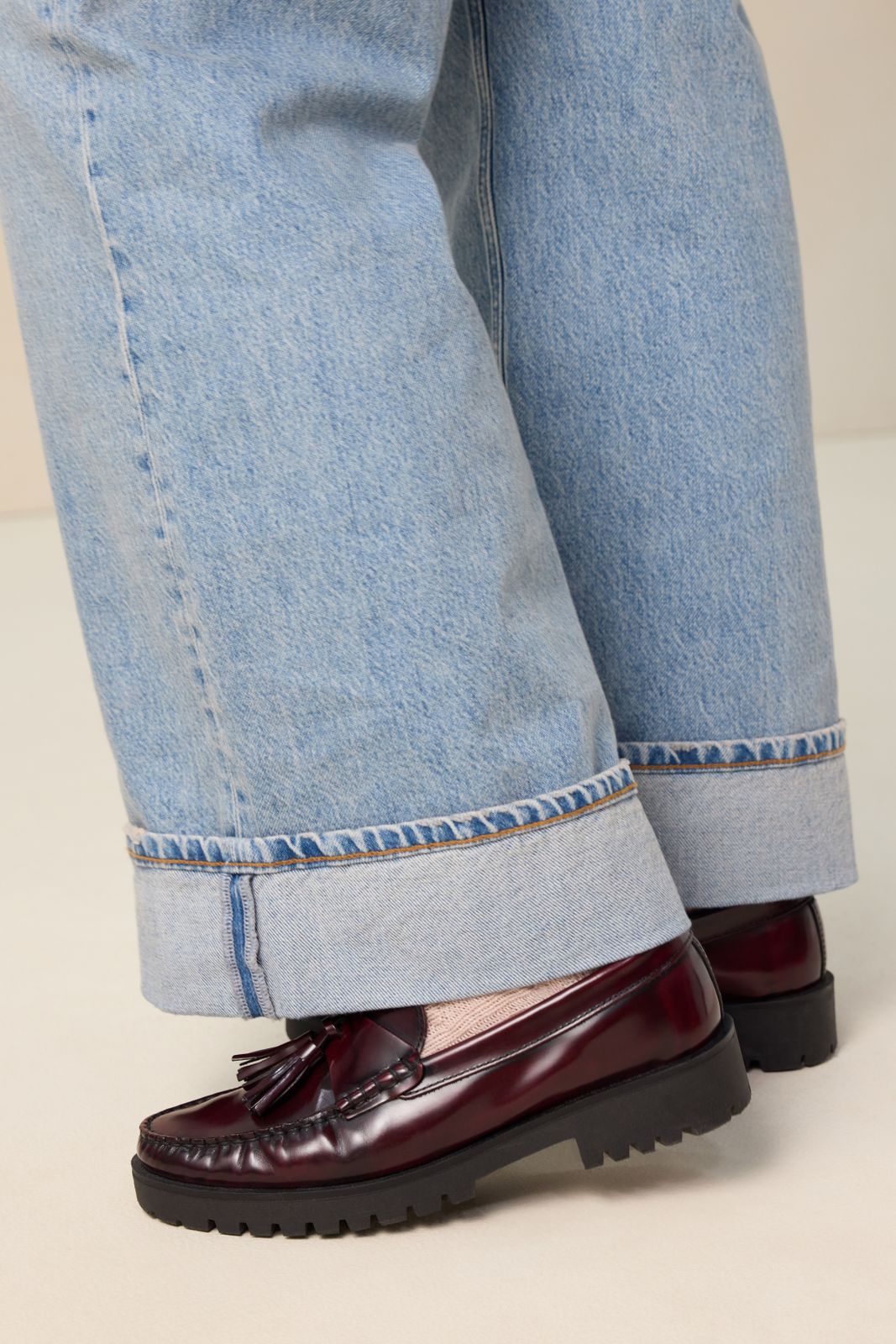 Donkerrode leren chunky loafer