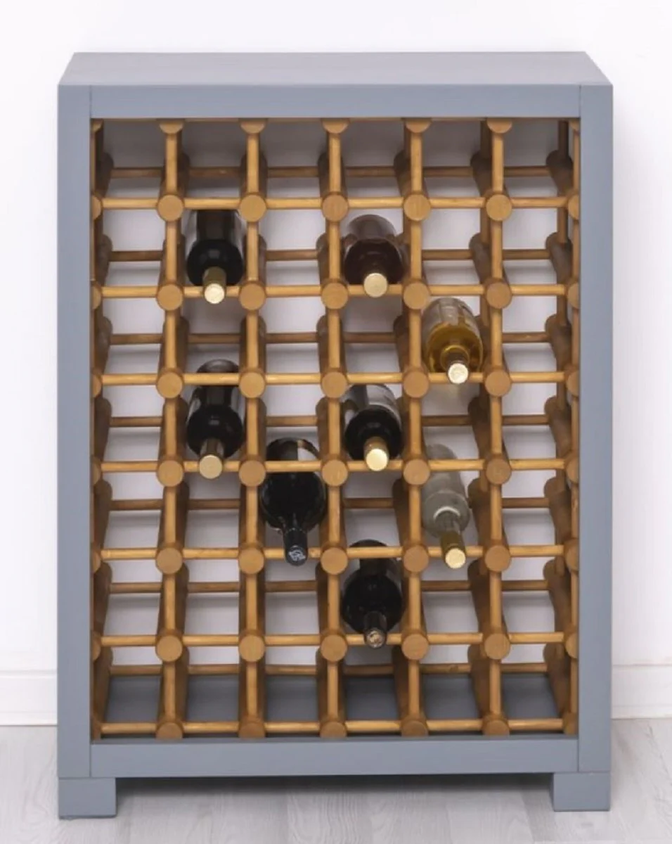 Country house style solid wood wine cabinet gray / natural colors 68 x 35 x H. 68 cm - Solid wood wine rack in country house style - Solid wood bar furniture - Country house style bar furniture