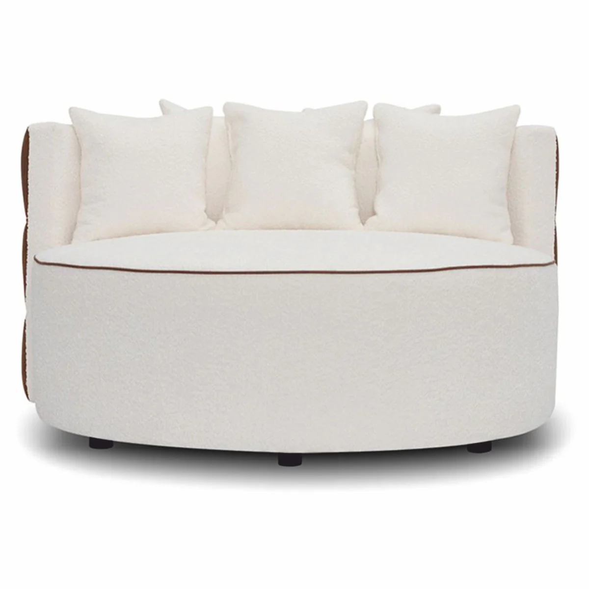 Luxury sofa white / brown Ø 132 cm - round living room sofa