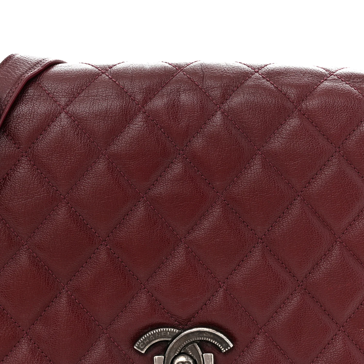 Goatskin Quilted Large City Rock Flap Burgundy - Top Club