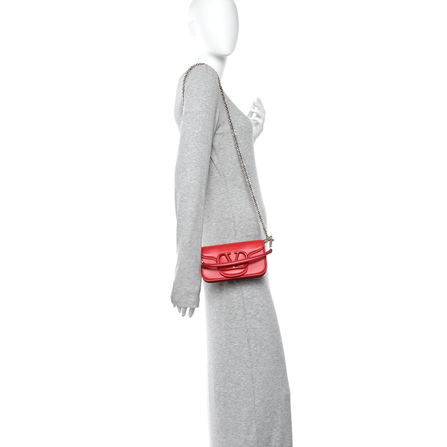 Calfskin Enamel Vlogo Small Loco Shoulder Bag Rouge Pur