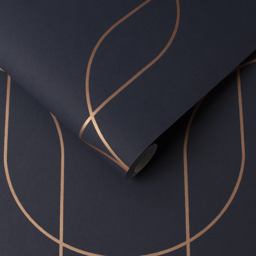 Graham & Brown  vliesbehang  Palais Navy & Copper Graham & Brown  vliesbehang  Palais Navy & Copper