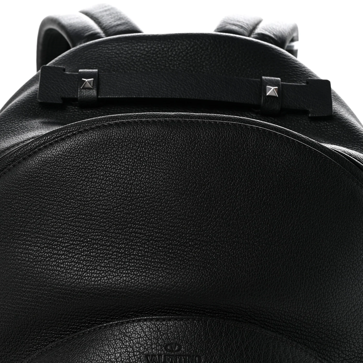 Grained Calfskin Rockstud Backpack Black - Top Club