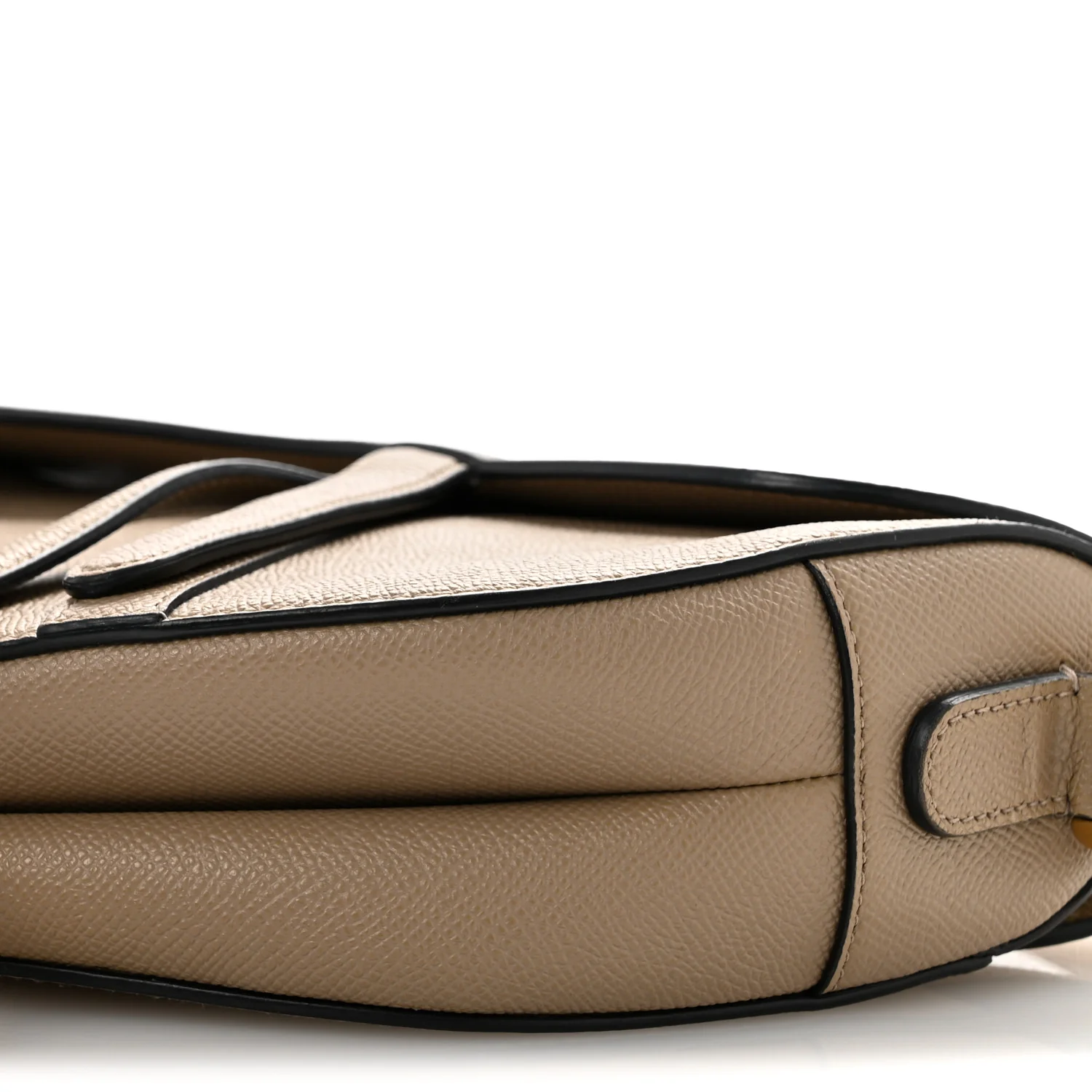 Grained Calfskin Saddle Bag With Strap Taupe - Top Club