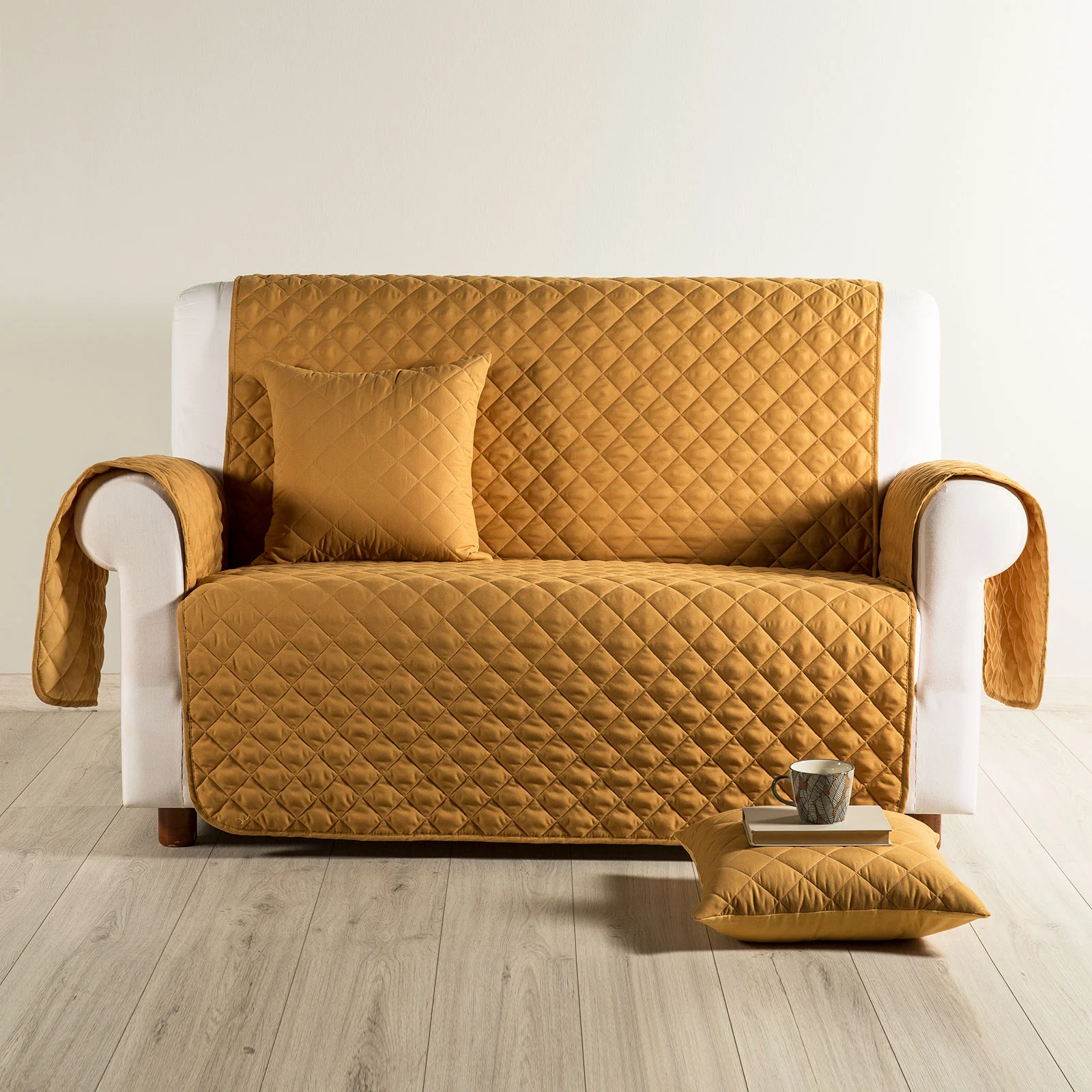 Coverdivano in Modern microfiber saved 2 seats gold Modern