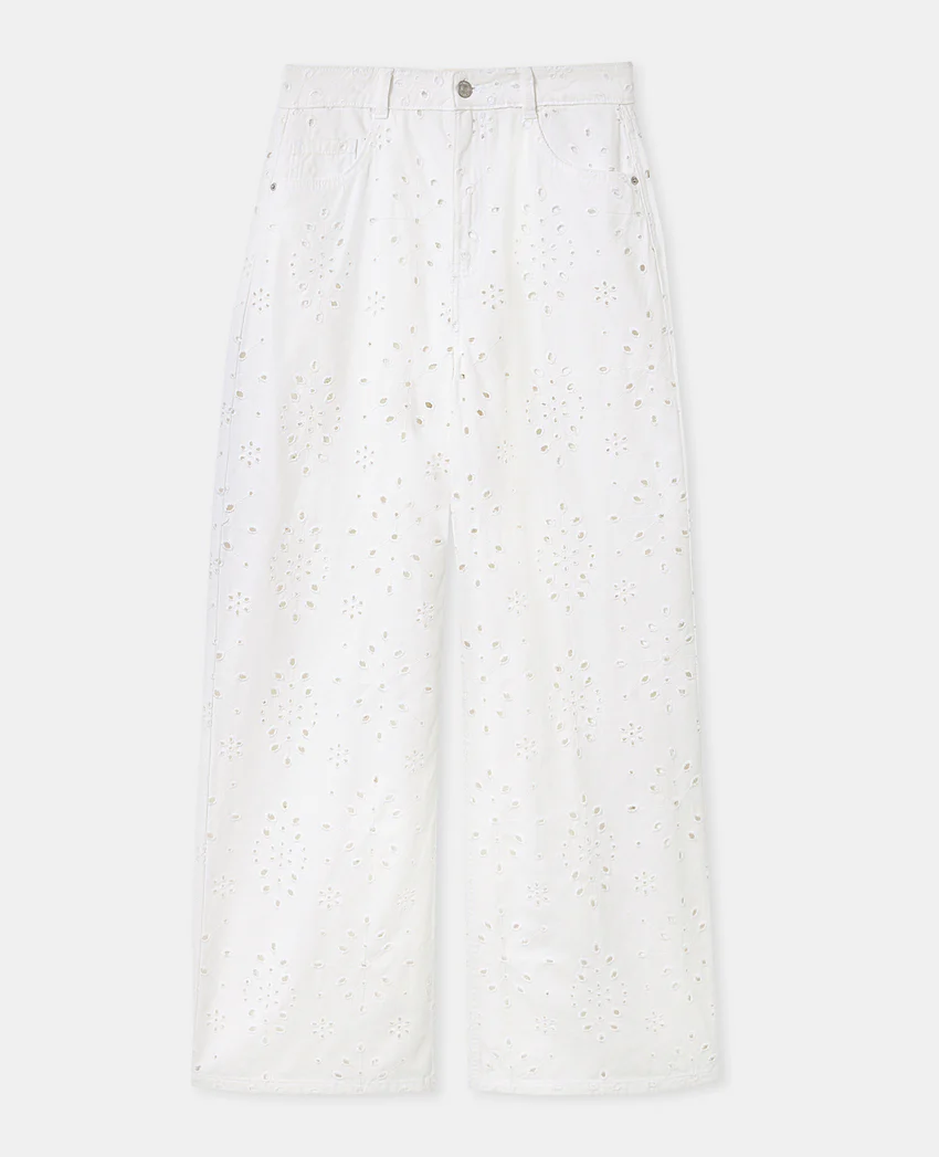 Pimkie Jean wide ajouré façon broderie anglaise