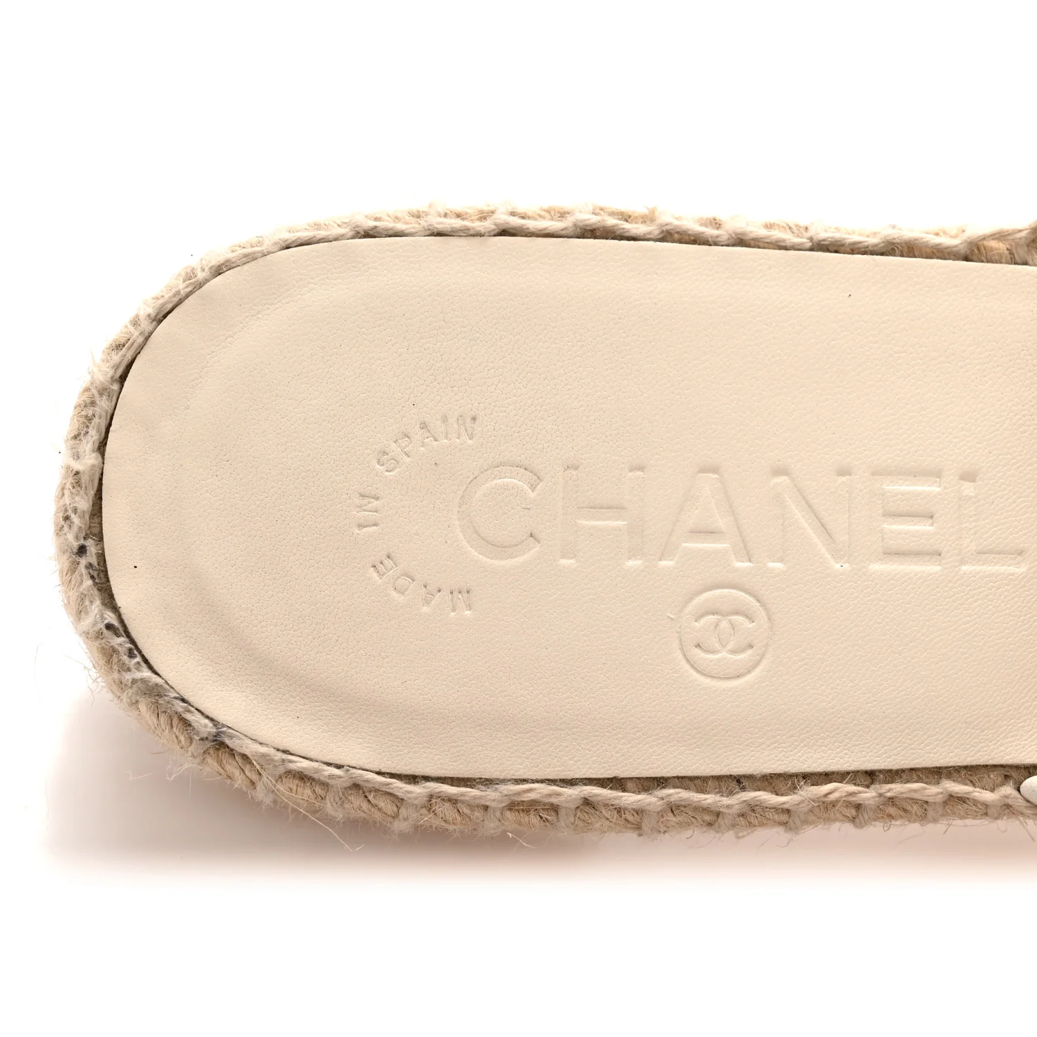 Iridescent Goatskin CC Espadrille Mules 39 Ivory Black - Top Club