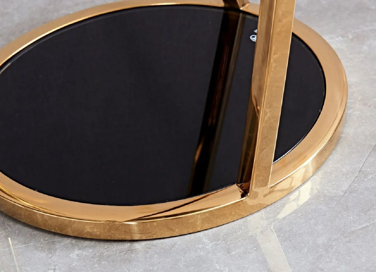 Luxury side table gold / black Ø 35 x H. 90 cm - Round stainless steel flower table with tinted glass tops - Living room furniture - Luxury furniture